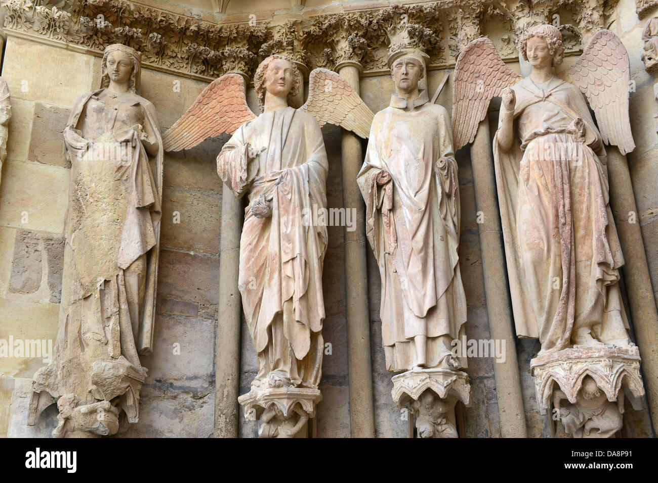 Statues on west front Reims Cathedral France NotreDame de Reims