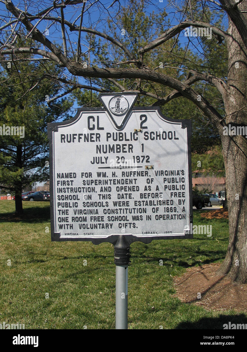 RUFFNER PUBLIC SCHOOL NUMBER 1  July 20, 1872  Named for Wm. H. Ruffner, Virginia's first Superintendent of Public Instruction, Stock Photo