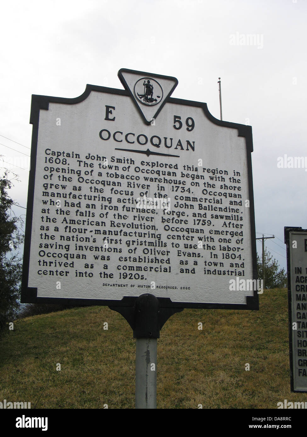 john smith tobacco OCCOQUAN Captain John Smith explored this region in 1608. The town of  Occoquan began with the opening of a tobacco warehouse on Stock Photo