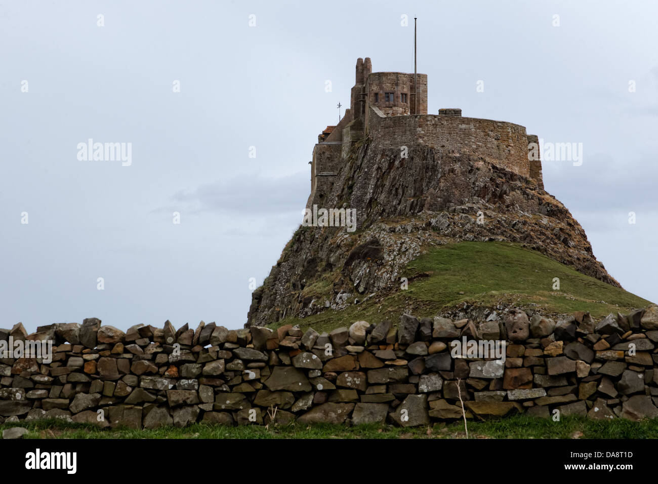 Lindisfarne C16th Castle atop its volcanic crag on Holy Island and refashioned in C20th as an Edwardian Country House Stock Photo