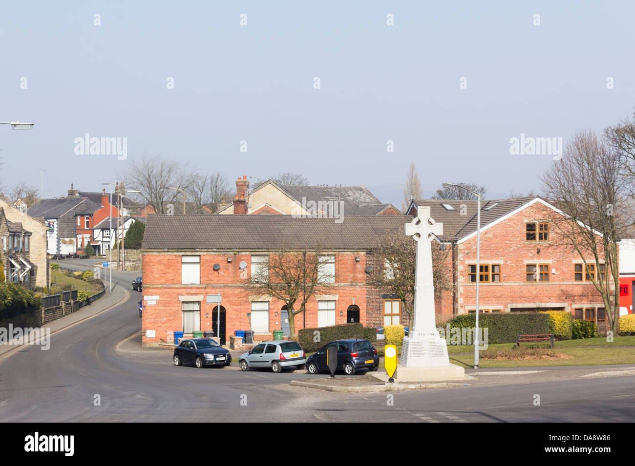 The war memorial at the junction of High Street and Walshaw Road in