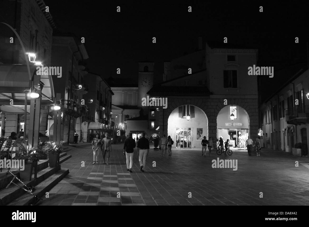 A night walk in Desenzano del Garda, Italy Stock Photo