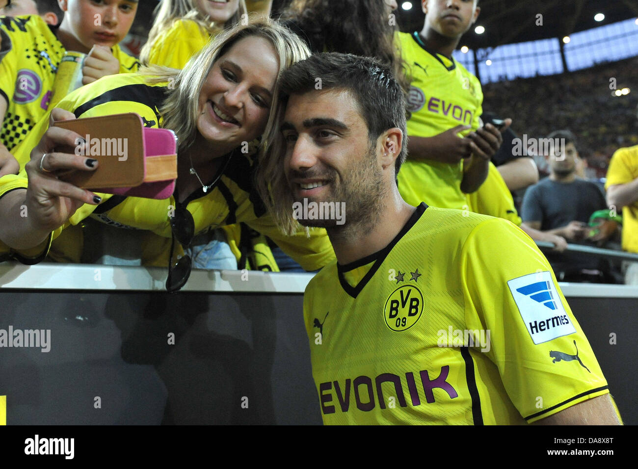 Dortmund S Sokratis Papastathopoulos Poses For A Picture With A Stock Photo Alamy