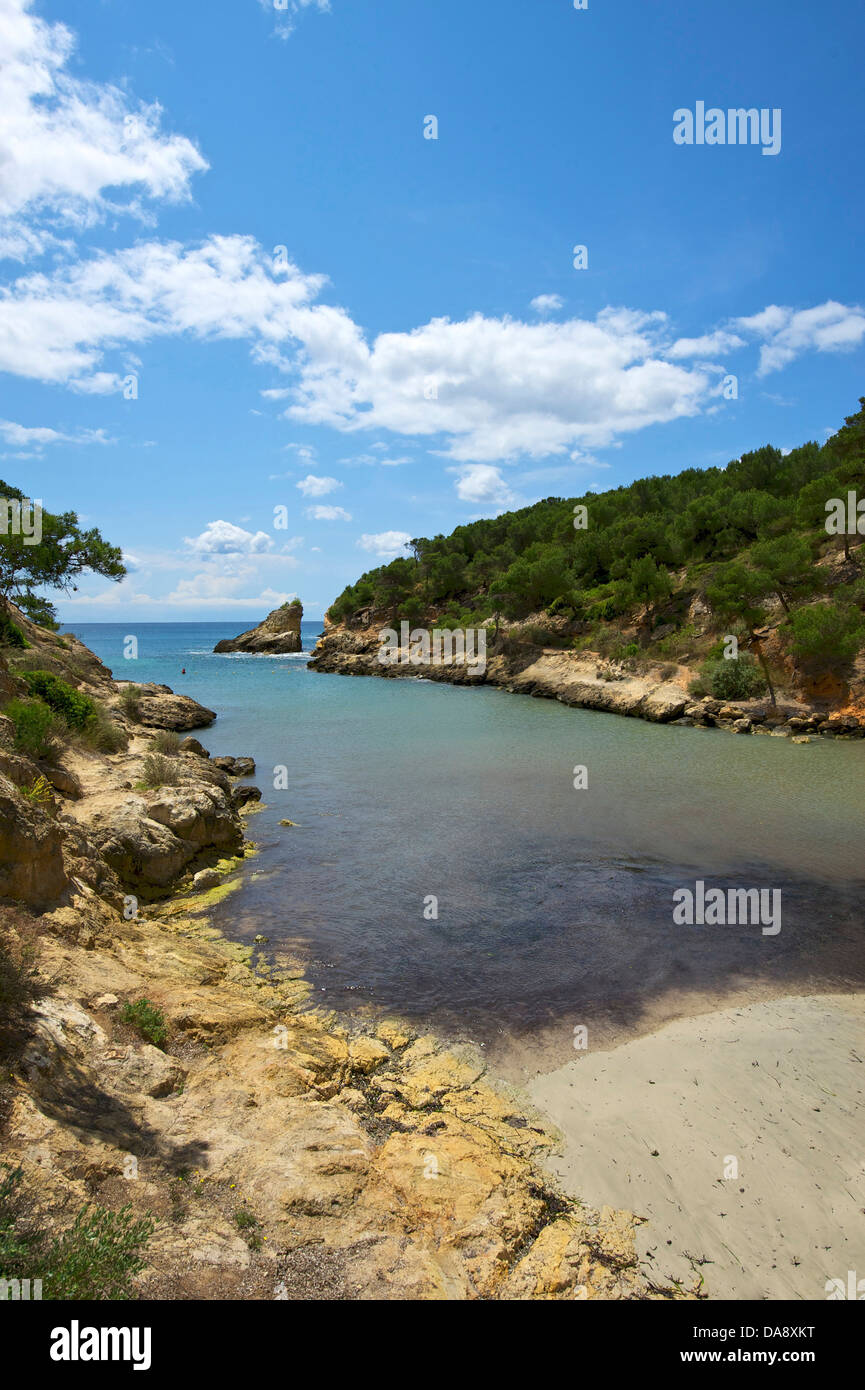 Balearic Islands, Majorca, Mallorca, Spain, Europe, outside, sand beach, sand beaches, beach, seashore, beaches, seashores, coas Stock Photo