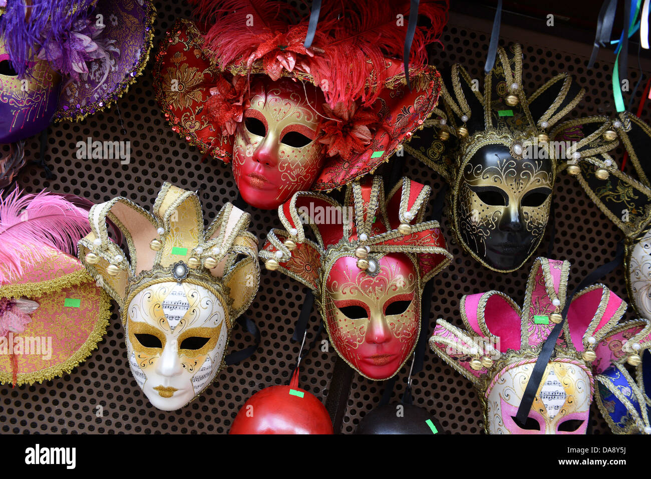 Venetian masks mask masque on sale Verona Italy Stock Photo