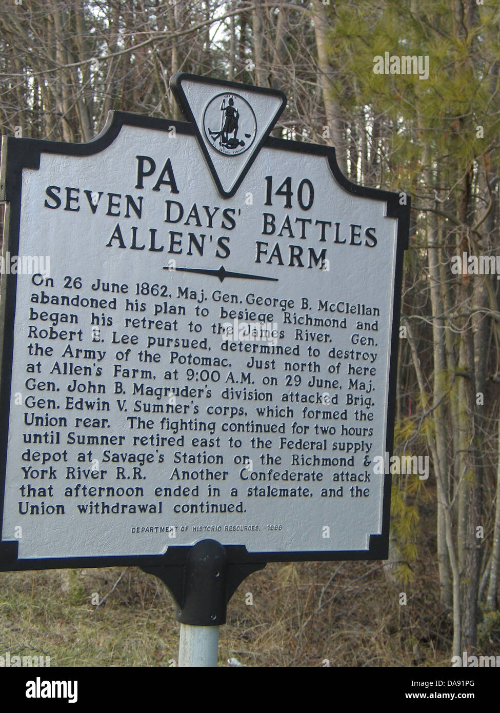 Seven days battles allen s farm on 26 june 1862 maj gen george b