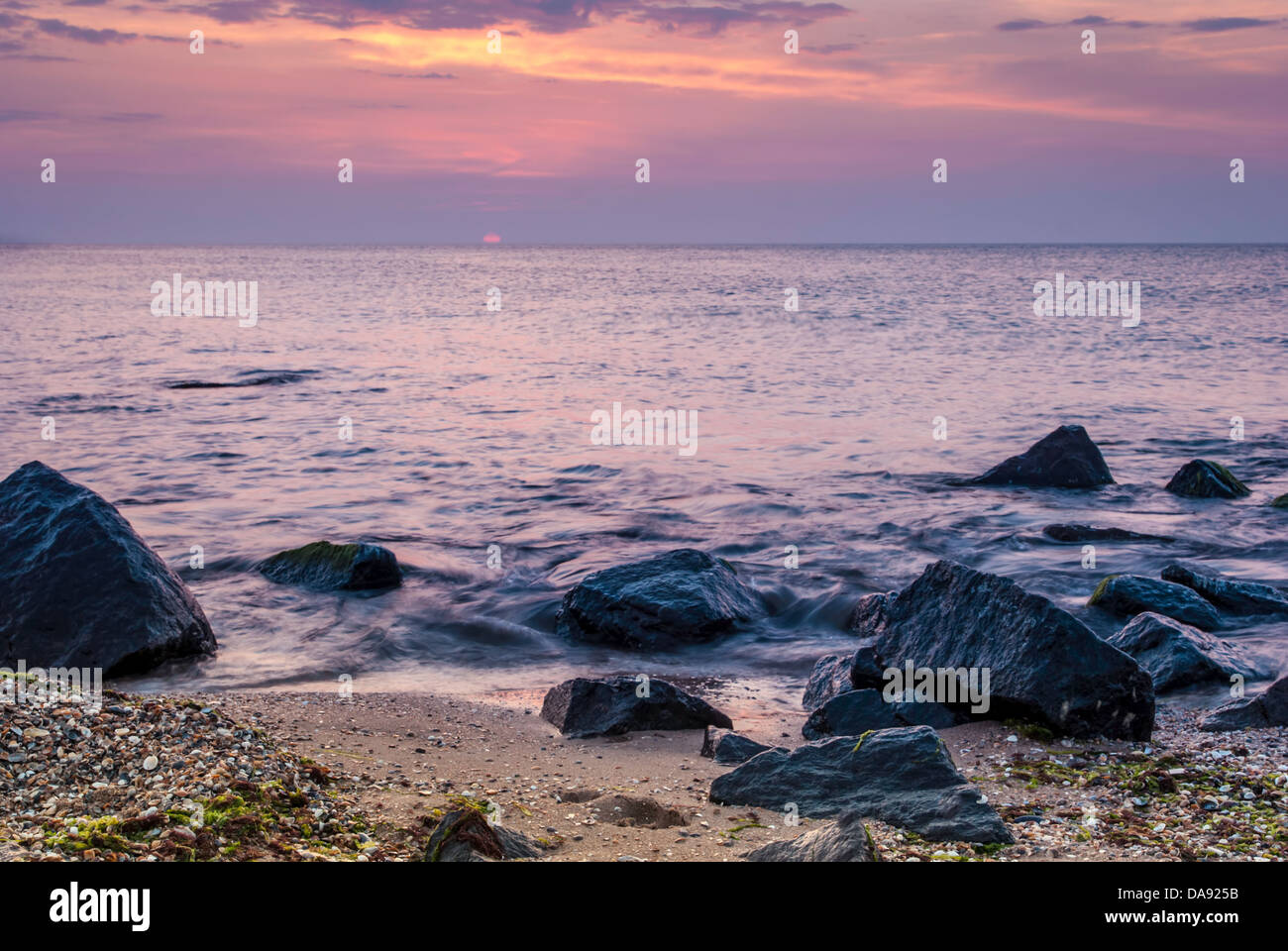 Beautiful seascape with orange warm sunrise, vacation concept Stock ...