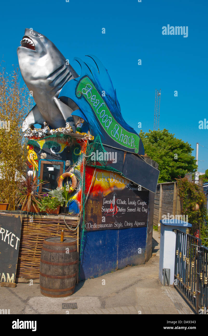Seafood restaurant exterior next to the railway station Howth peninsula
