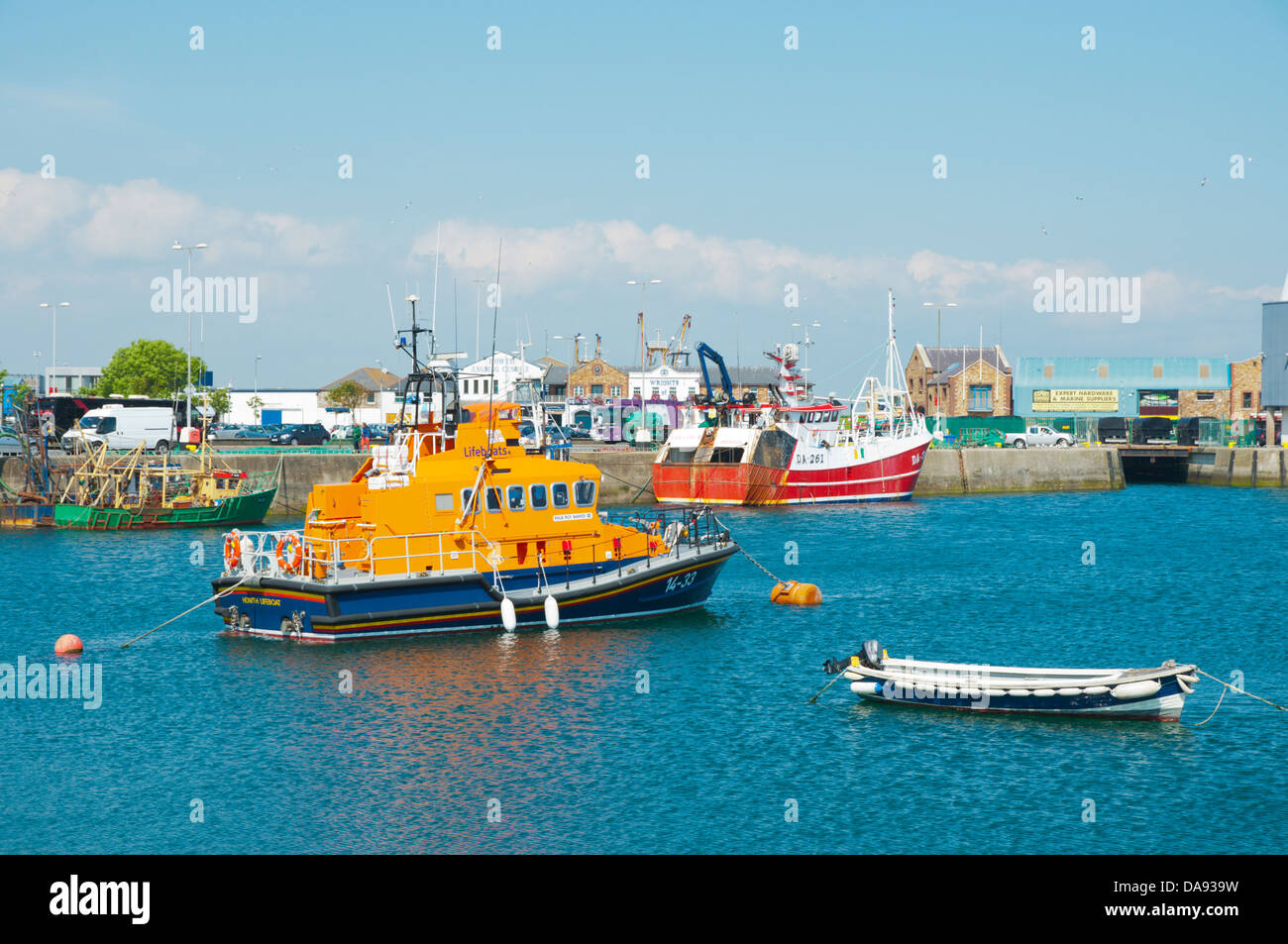 Boats Howth Fishery Harbour Centre in harbour Howth peninsula near Dublin Ireland Europe Stock Photo