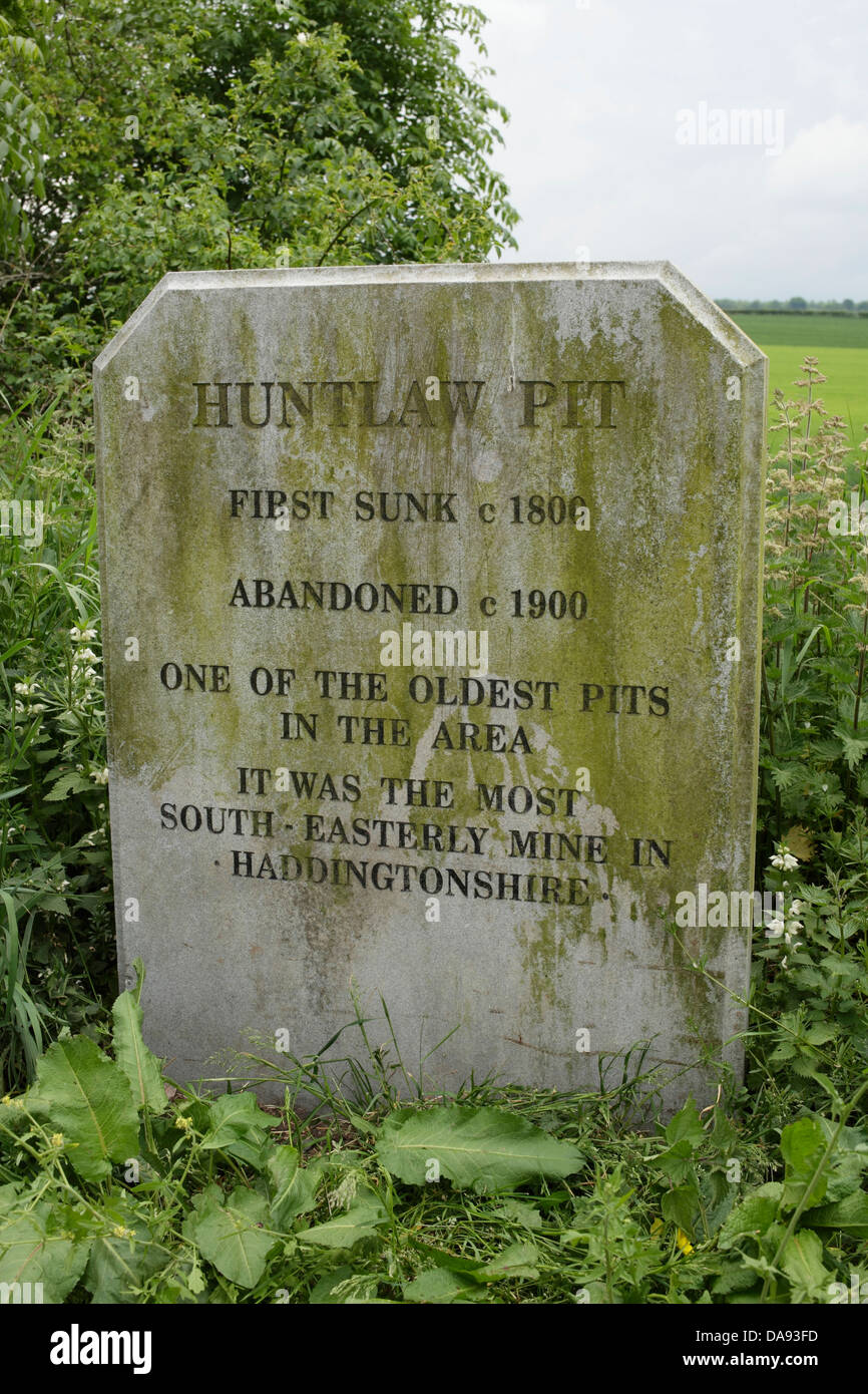 Huntlaw pit sign on the Pencaitland railway path Stock Photo