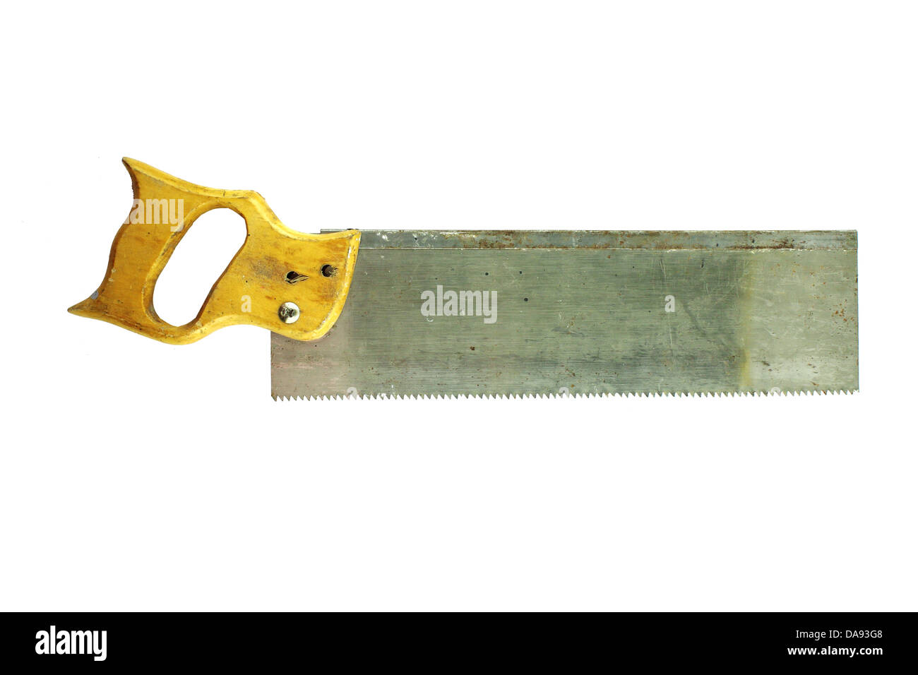 Saw with the wooden handle isolated on white background Stock Photo