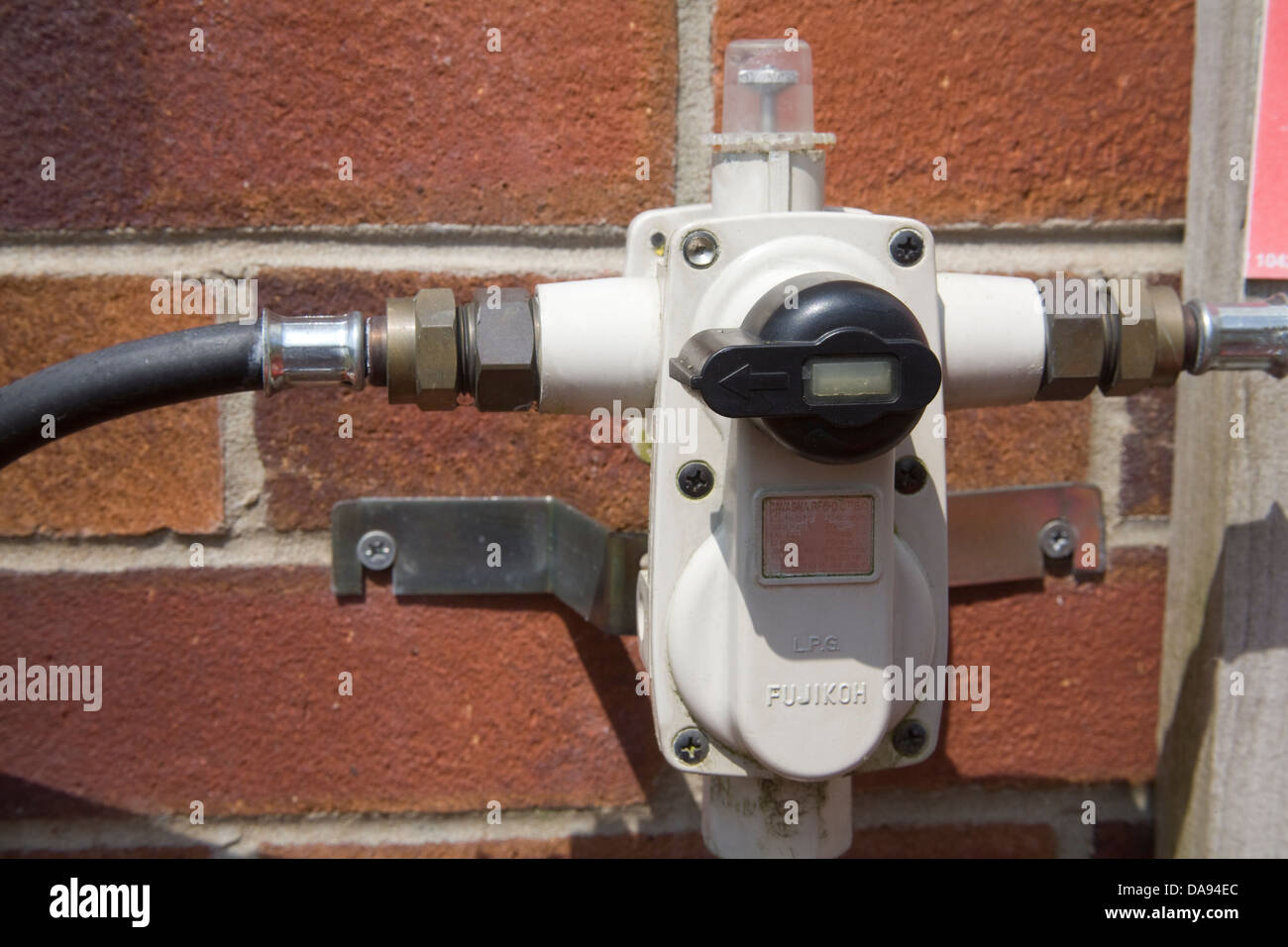 Close up Calor Gar regulator and two hose tails to Propane Gas Bottles