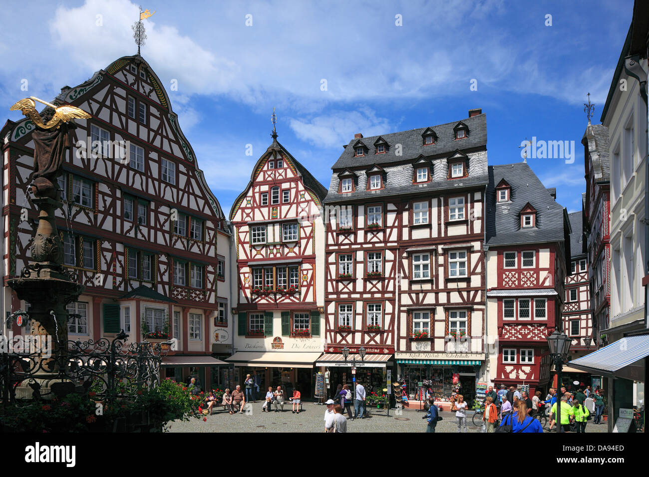 Germany, Europe, Bernkastel-Kues, medicinal bath, Moselle, Mittelmosel, Rhineland-Palatinate, marketplace, half-timbered houses, Stock Photo
