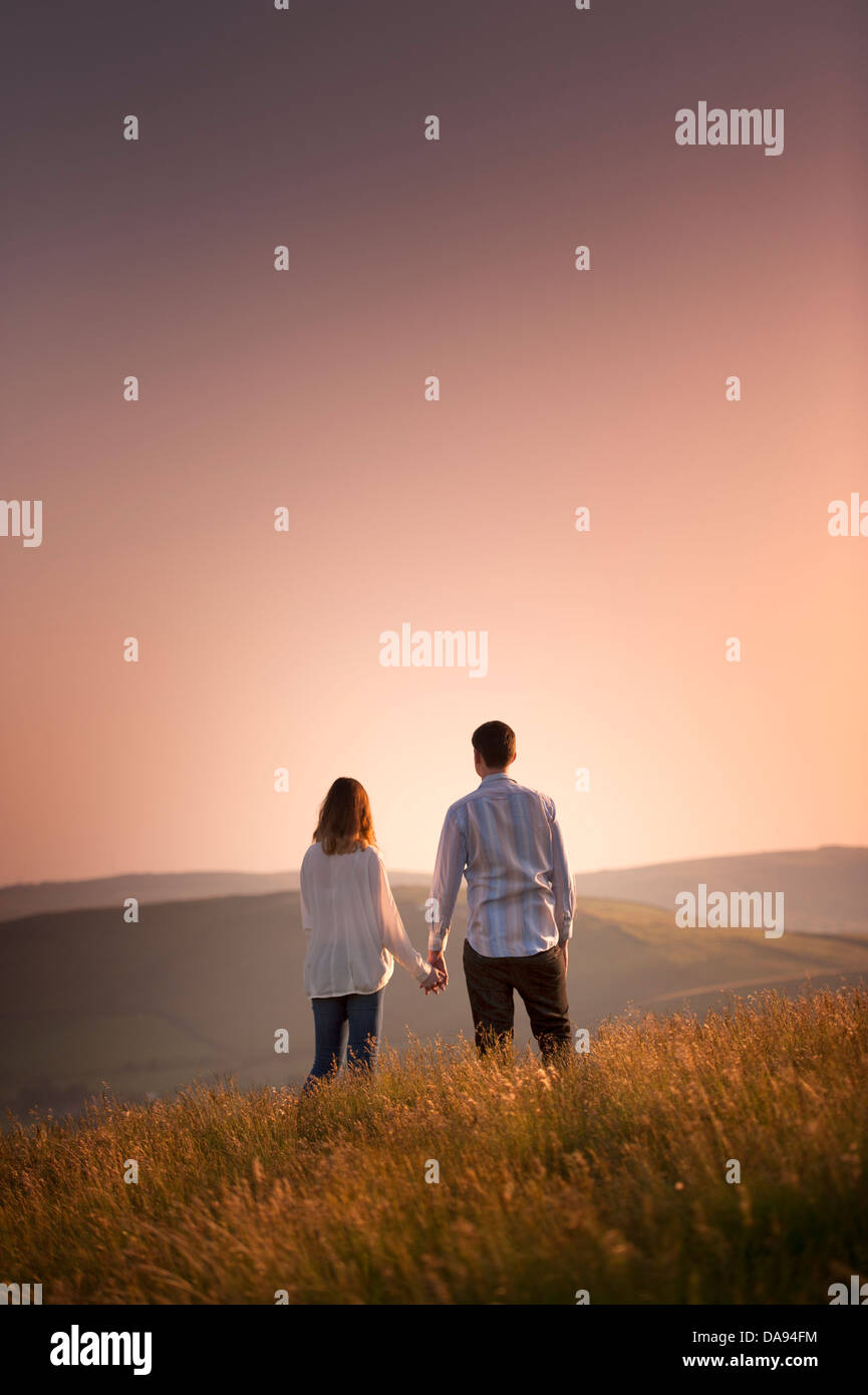 couple watching the sunset Stock Photo