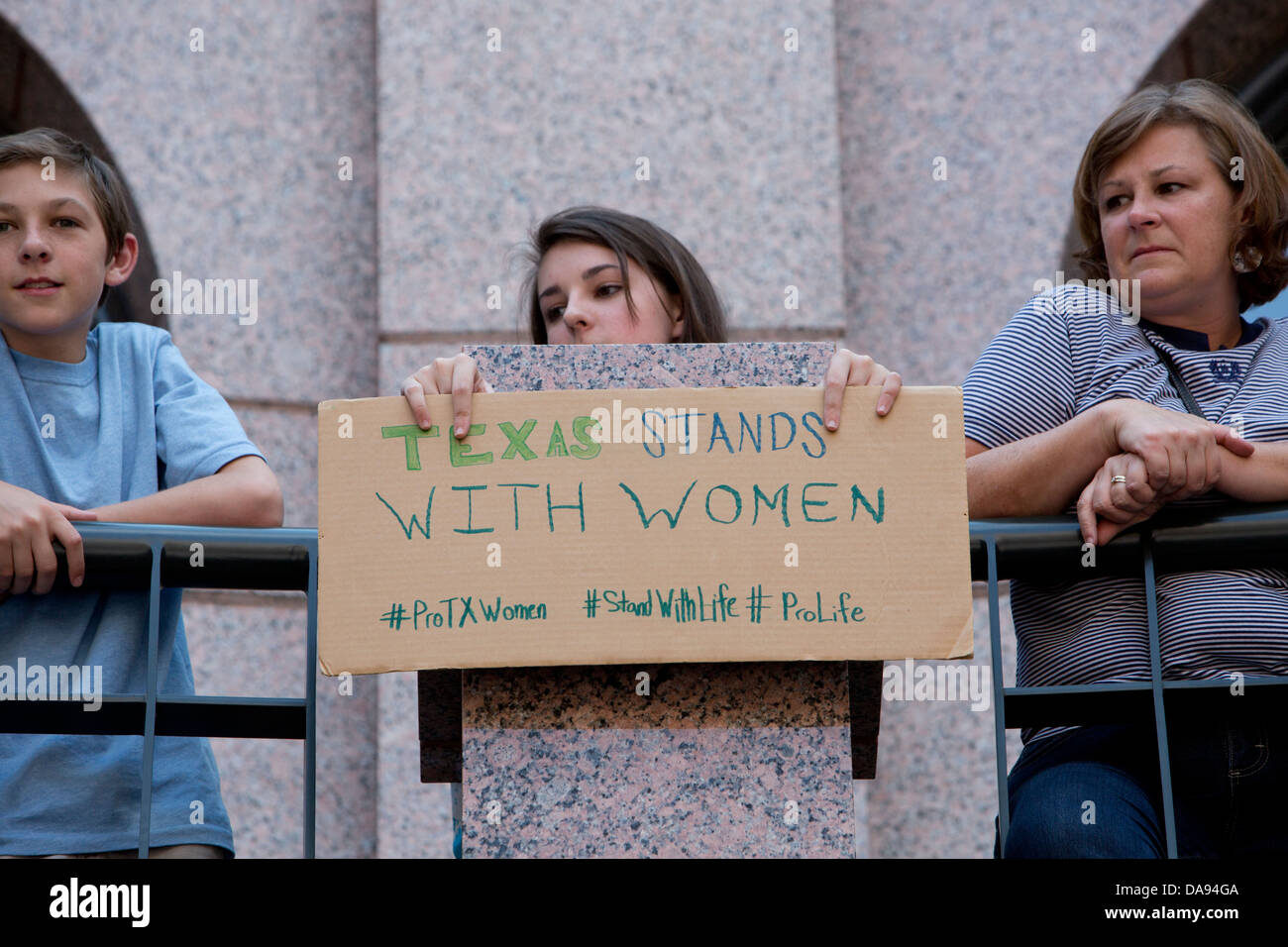 Pro-life supporter holds sign outside Texas Capital as state lawmakers debated bill that added restrictions to abortion access Stock Photo