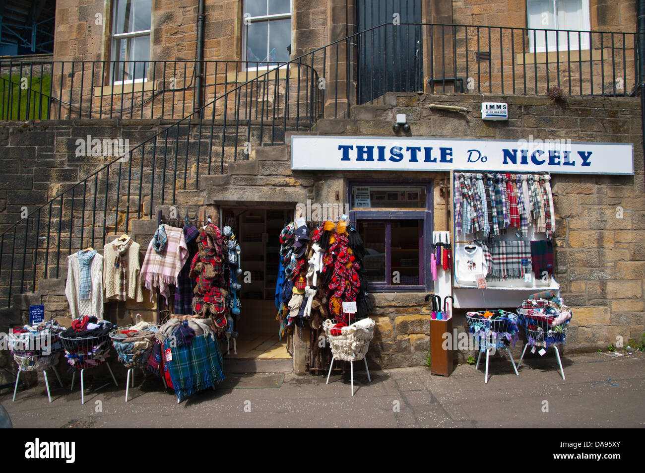 Shop selling woolen clothing and accessories old town Edinburgh Scotland Britain UK Europe Stock Photo