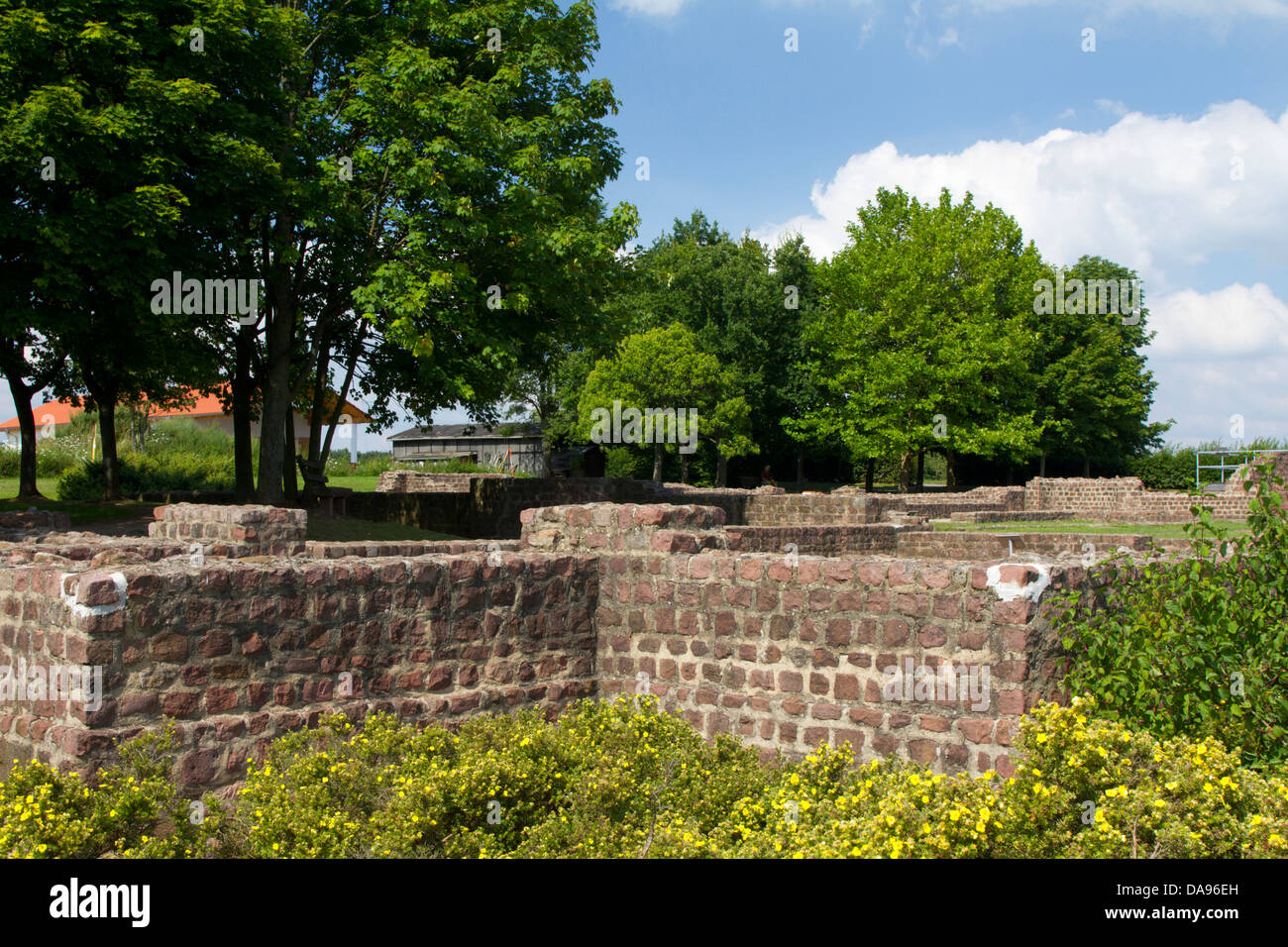 Germany, Hessen, Roman, villa Haselburg, Höchst, Hummetroth, Forest of Odes, excavation, excavations, ruins, leftovers, archeolo Stock Photo