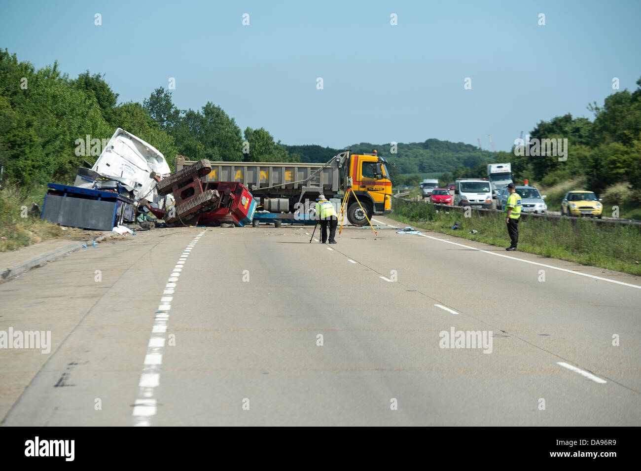 Margaretting Essex Uk 8th July 2013 The A12 One Of The Main Routes Through Essex Uk Was Closed For Several Hours After A Fatal Collision Between Two Lorries The Collision Occurred About