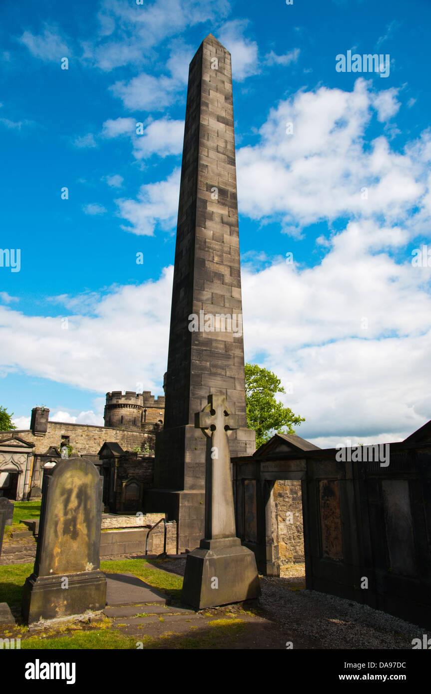 Martyrs Obelisk column Old Calton Burial Ground in Calton Hill central Edinburgh Scotland Britain UK Europe Stock Photo