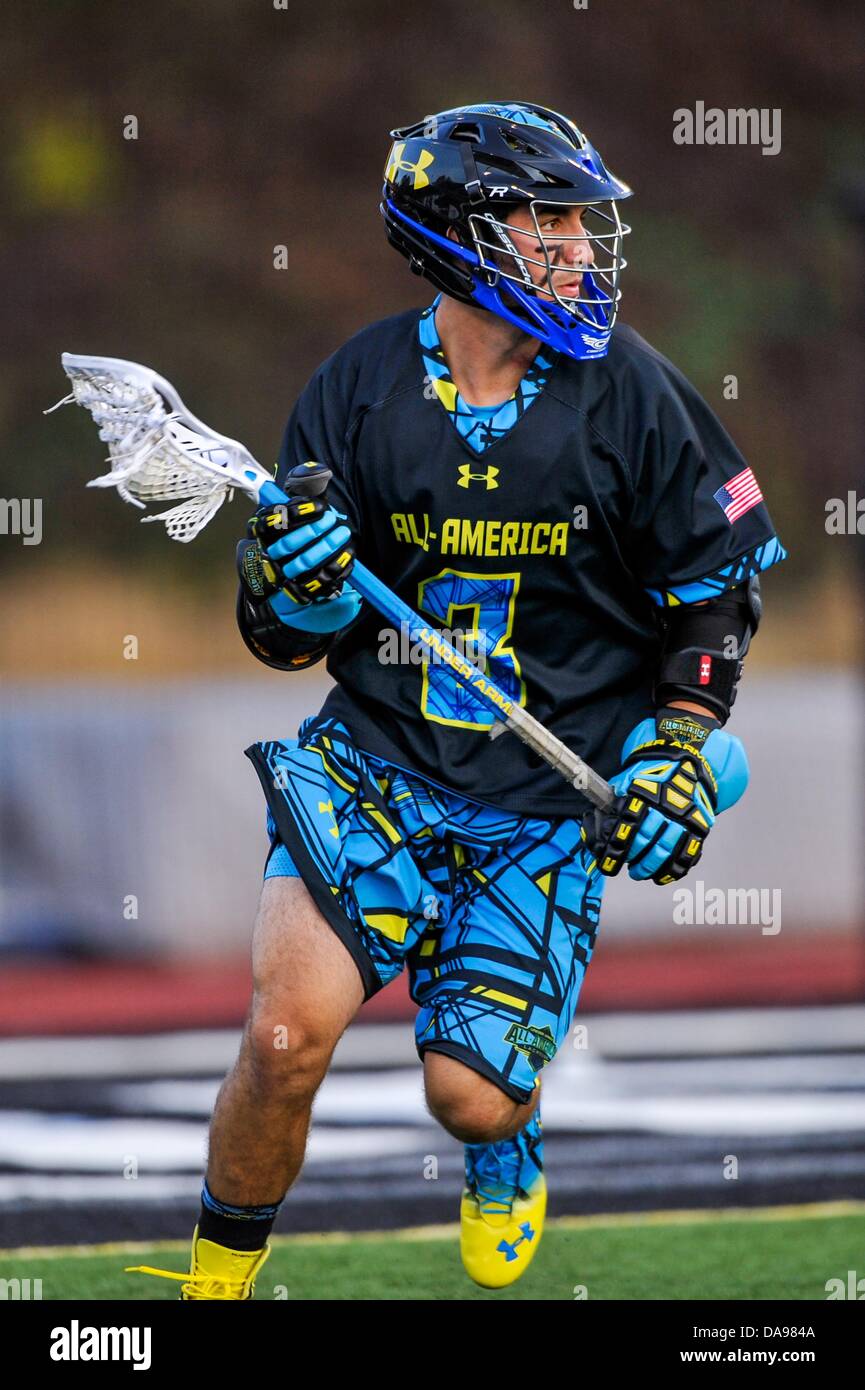 July 6, 2013 - Baltimore, MD, United States of America - July 6, 2013 Baltimore, MD.North All-Star Connor Cannizzaro #3 in action during the 8th Annual Under Armour All-American Lacrosse Classic at Johnny Unitas Stadium Baltimore on July 6, 2013..South defeats North 28-24. Stock Photo