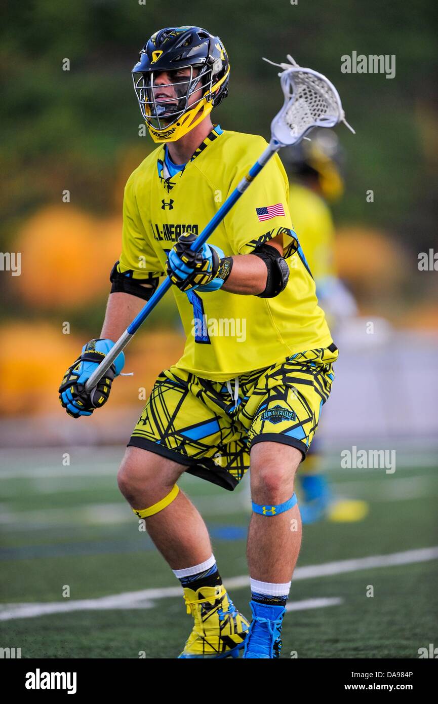 July 6, 2013 - Baltimore, MD, United States of America - July 6, 2013 Baltimore, MD.South All-Star Will Reynolds #15 in action during the 8th during the 8th Annual Under Armour All-American Lacrosse Classic at Johnny Unitas Stadium Baltimore on July 6, 2013..South defeats North 28-24. Stock Photo