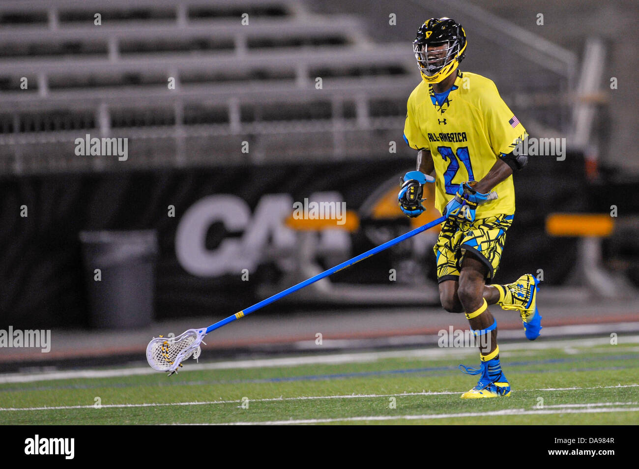 July 6, 2013 - Baltimore, MD, United States of America - July 6, 2013 Baltimore, MD.South All-Star Nick Fields #21 in action during the 8th Annual Under Armour All-American Lacrosse Classic at Johnny Unitas Stadium Baltimore on July 6, 2013..South defeats North 28-24. Stock Photo