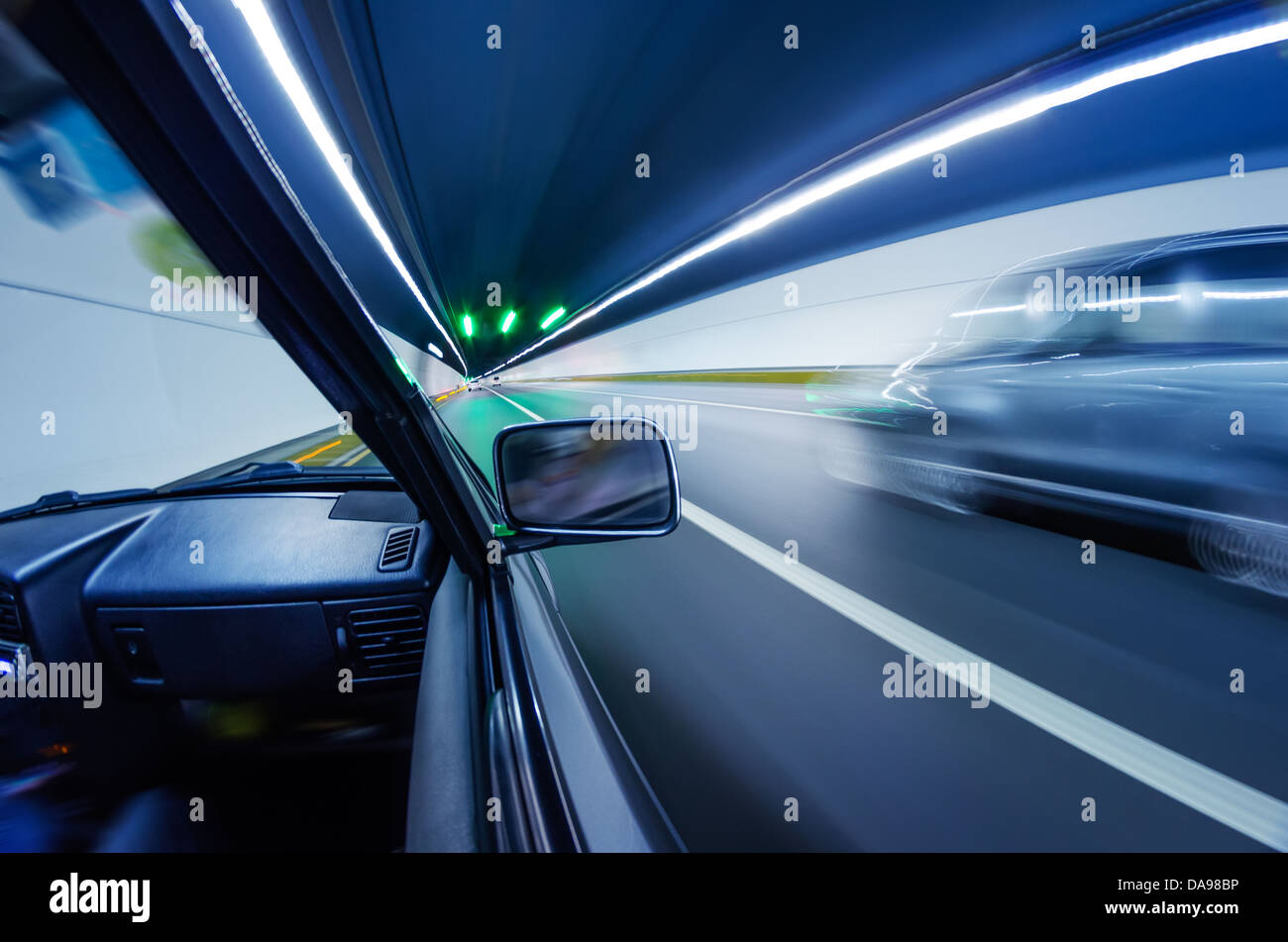 car on the tunnel wiht motion blur background Stock Photo