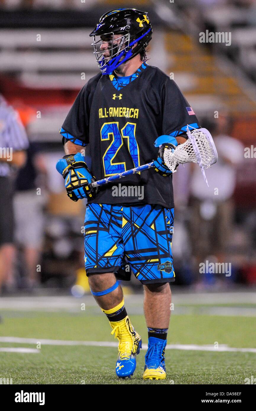 July 6, 2013 - Baltimore, MD, United States of America - July 6, 2013 Baltimore, MD.North All-Star J.T. Forkin #21 in action during the 8th Annual Under Armour All-American Lacrosse Classic at Johnny Unitas Stadium Baltimore on July 6, 2013..South defeats North 28-24 Stock Photo