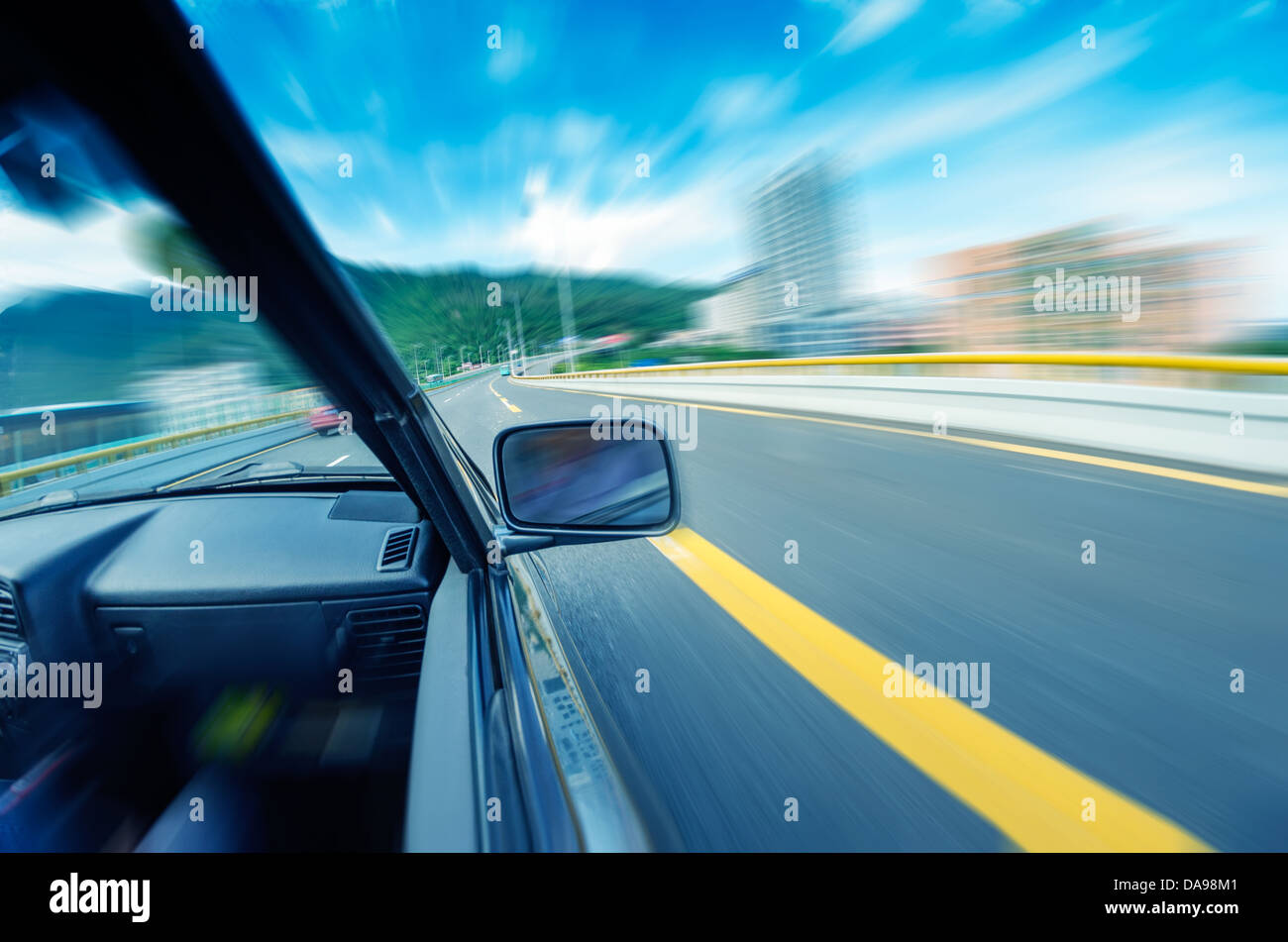 car on the tunnel wiht motion blur background Stock Photo