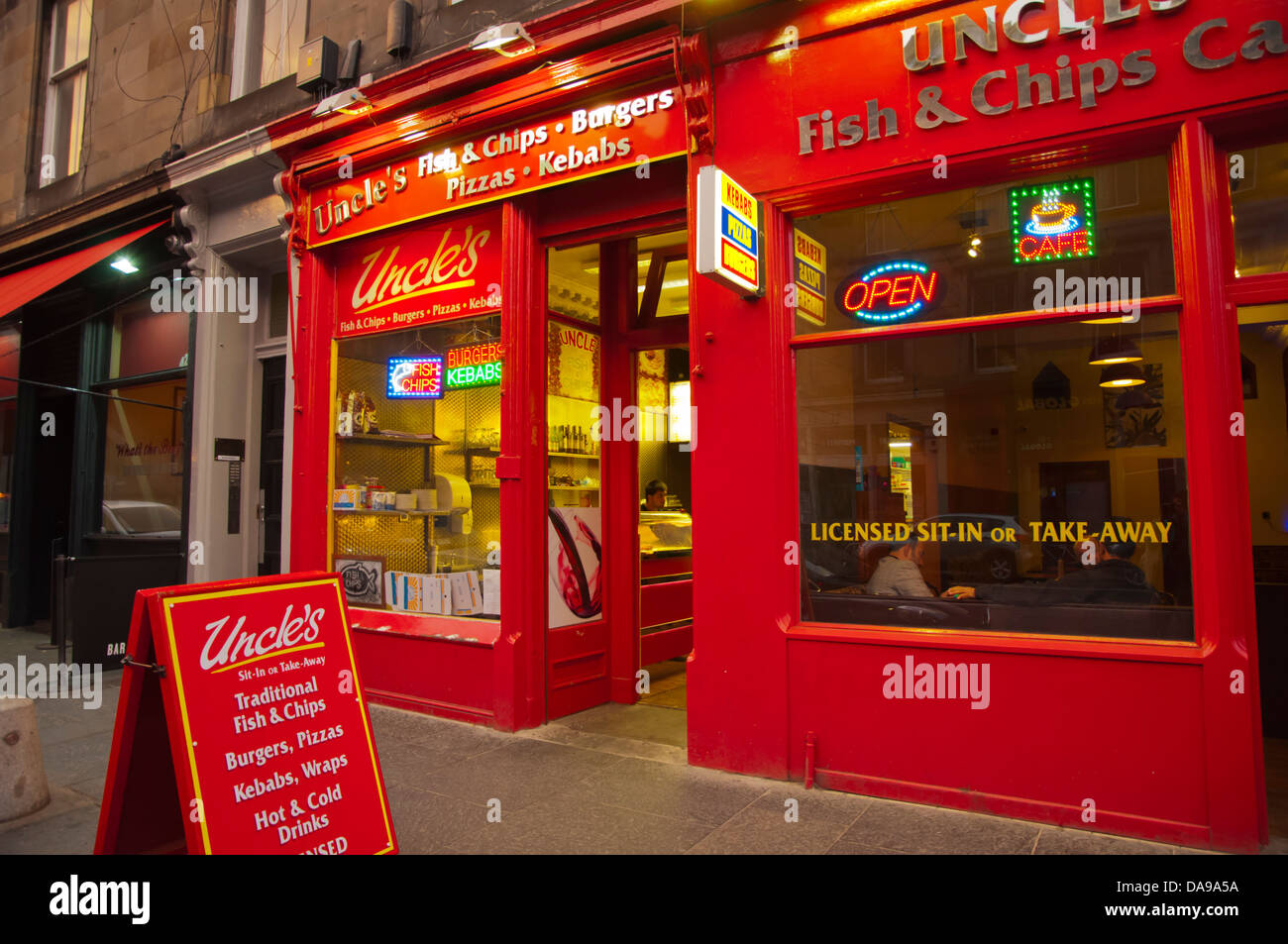 Chippy a traditional fish & chips fast food restaurant old town Edinburgh Scotland Britain UK Europe Stock Photo