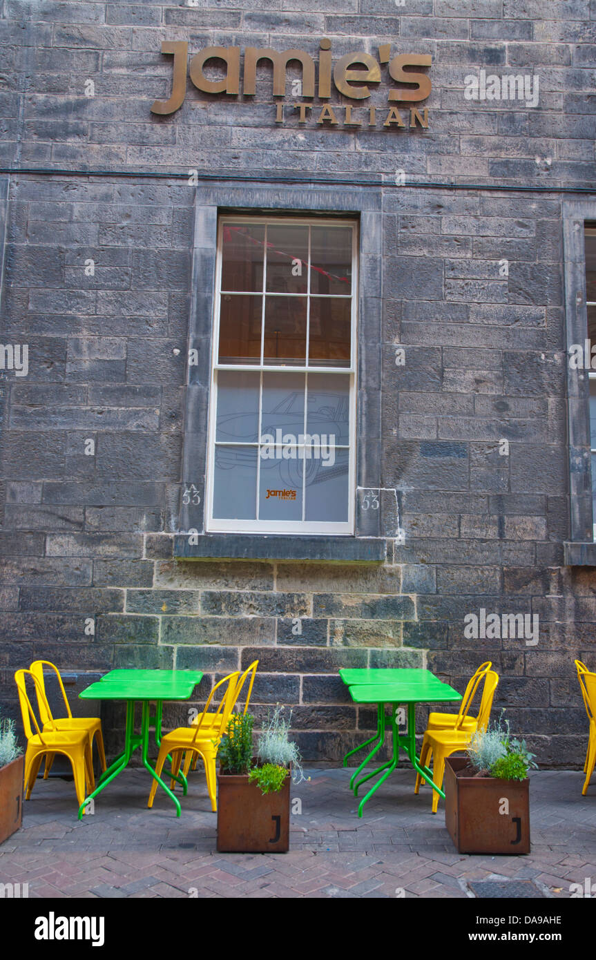 Now bankrupt Jamie's Italian restaurant exterior, new town, Edinburgh, Scotland Stock Photo