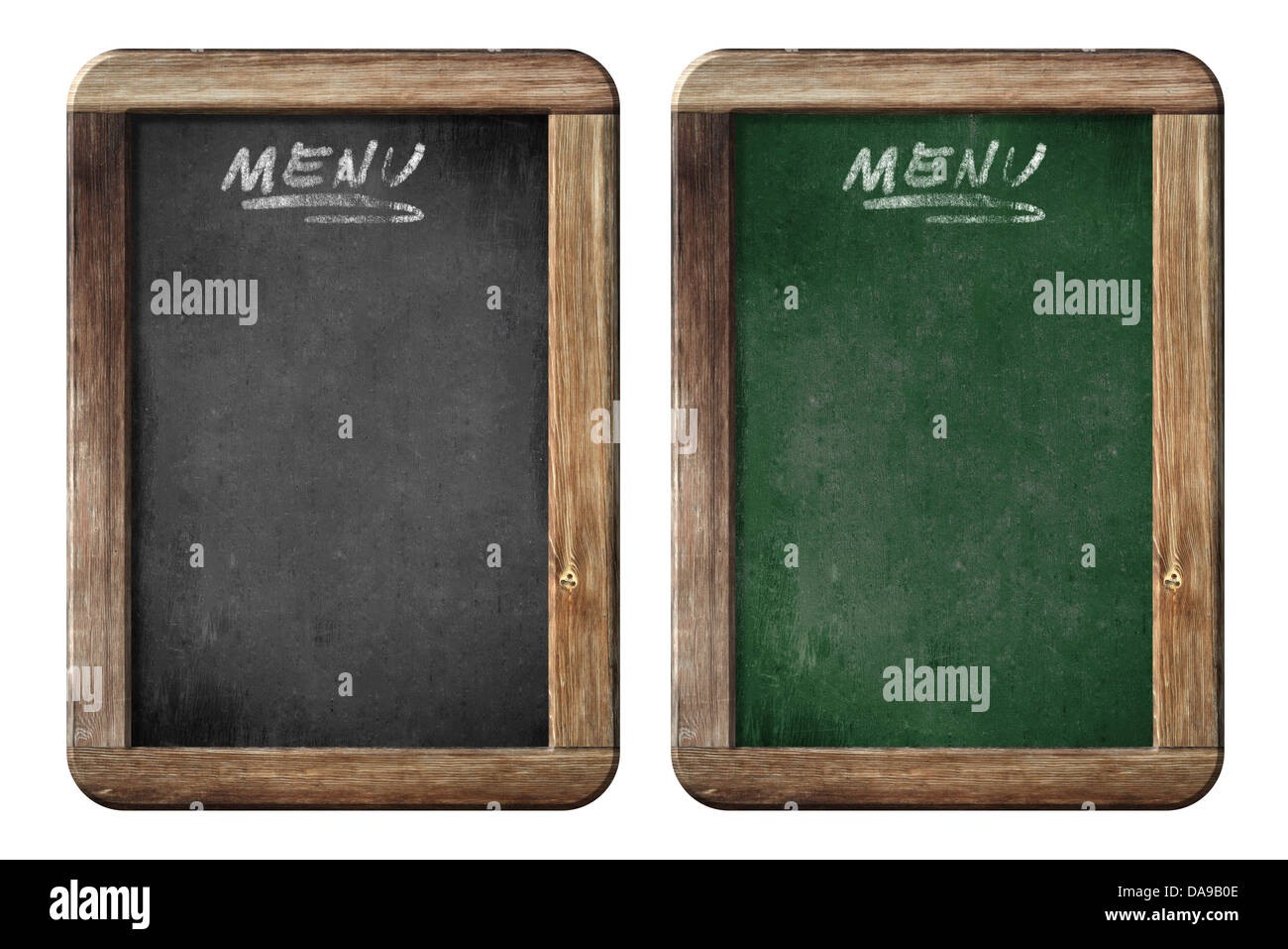 old small menu blackboards or chalkboards isolated with clipping path included Stock Photo