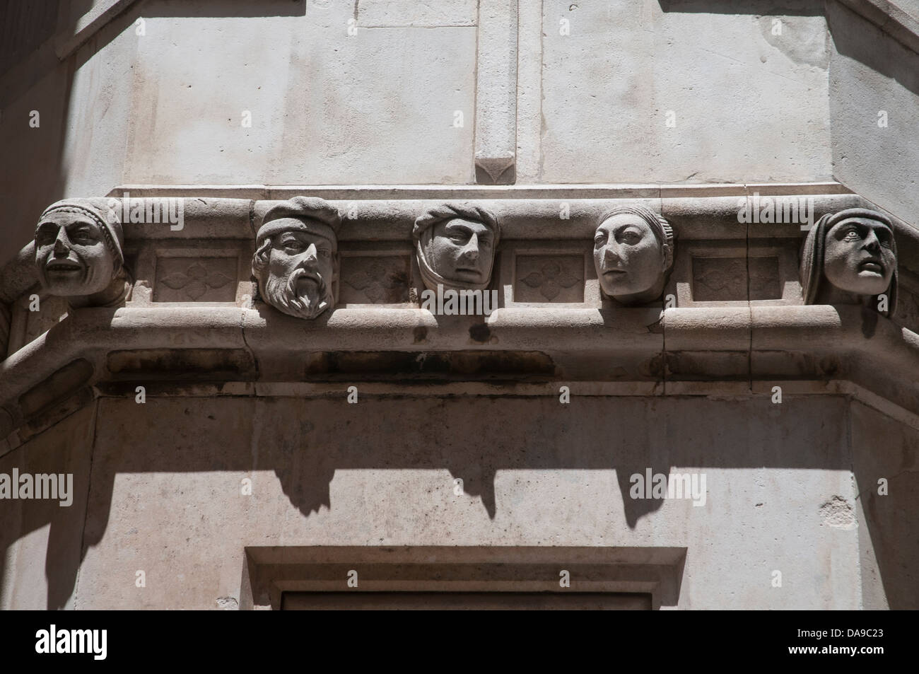 Sibenik, Croatia, St. Jacobs Cathedral, Šibenik, Katedrala svetog Jakova, Giorgio da Sebenico Sculptures heads and faces Stock Photo