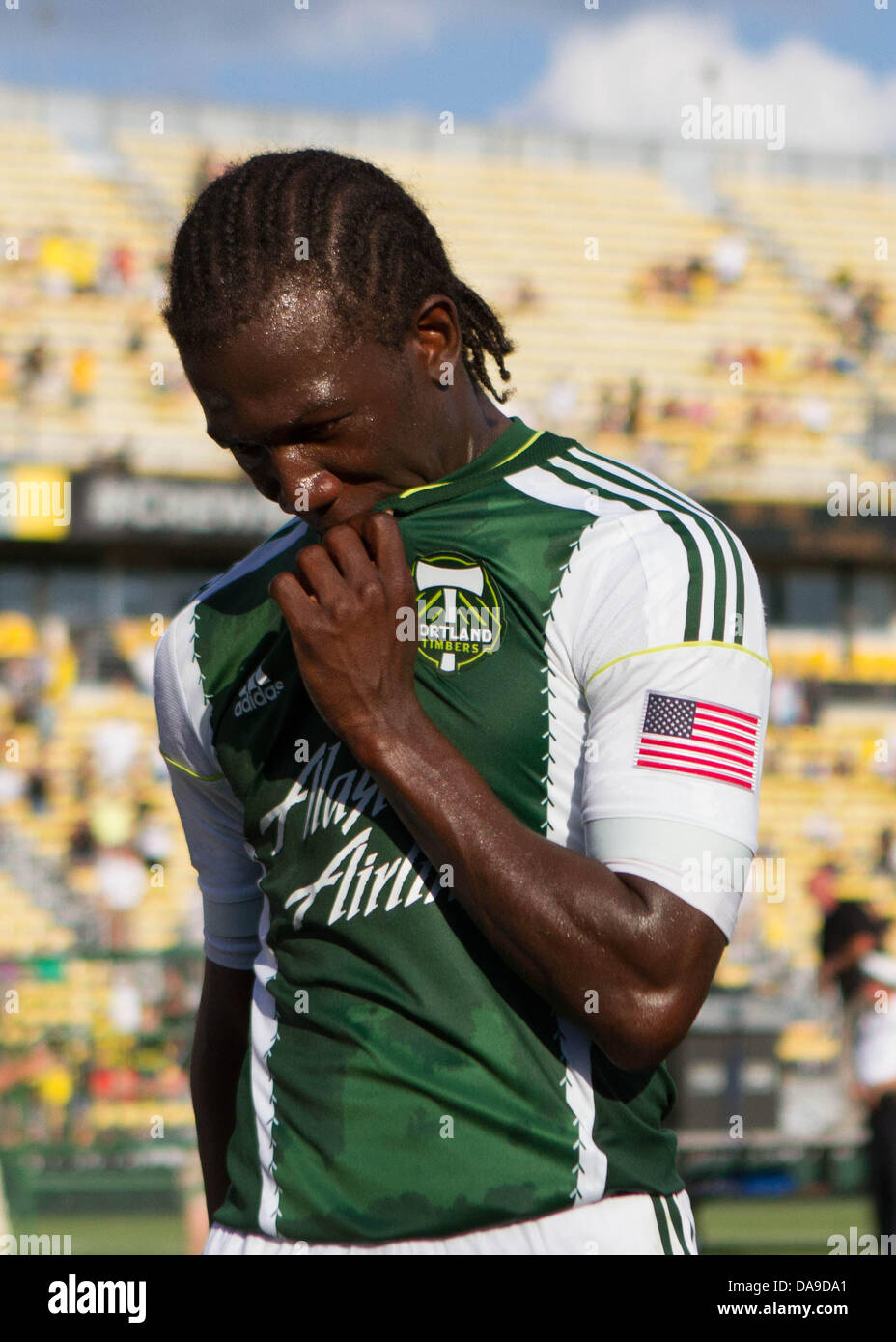 Columbus, OH, USA. 7th July, 2013. July 07, 2013: Portland TImbers Diego Chara (21) after the Major League Soccer match between the Portland Timbers and the Columbus Crew at Columbus Crew Stadium in Columbus, OH. The Columbus Crew defeated the Portland Timbers 1-0. Credit:  csm/Alamy Live News Stock Photo