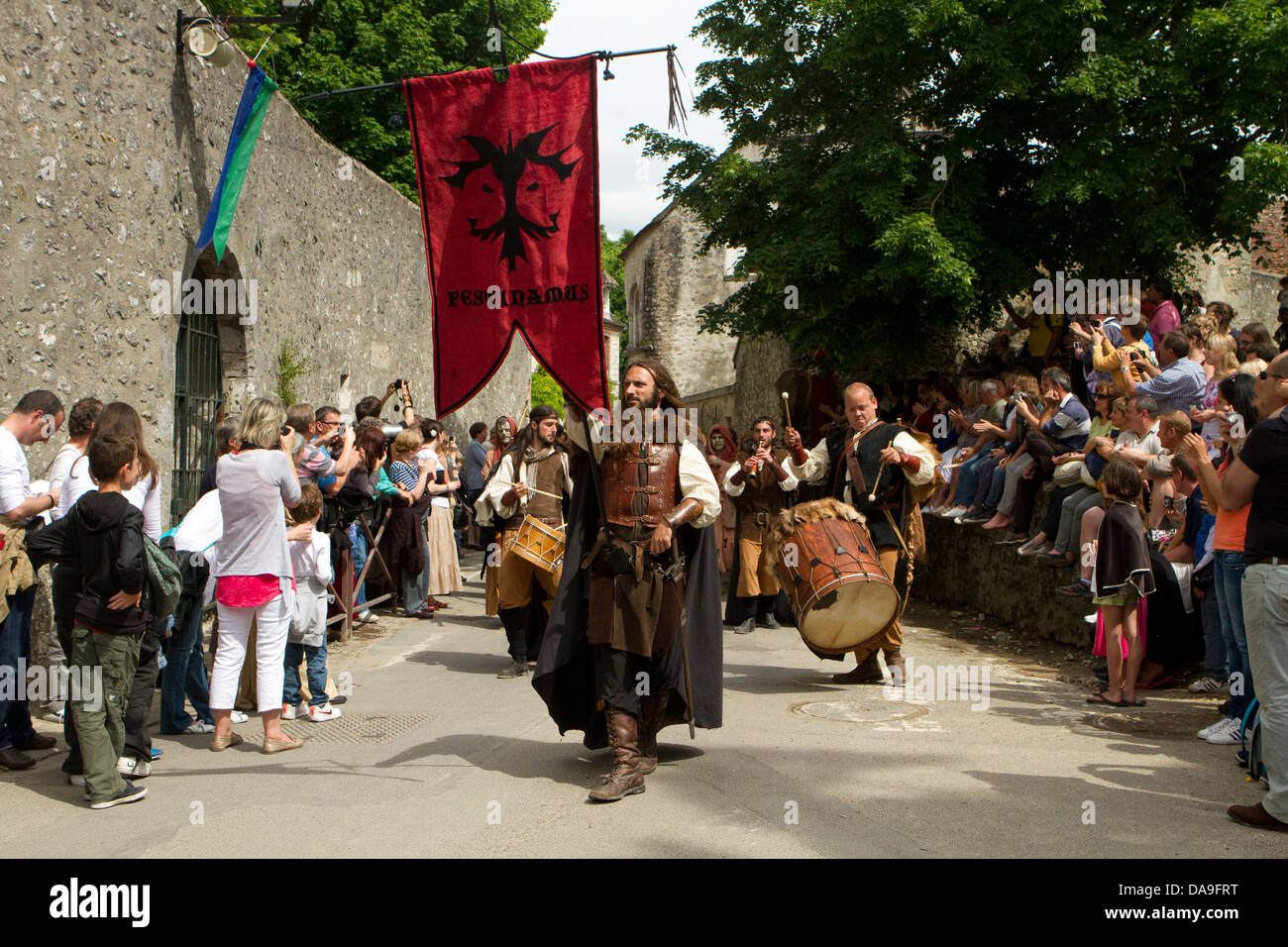 Medieval parade in Provins UNESCO World Heritage Site Stock Photo