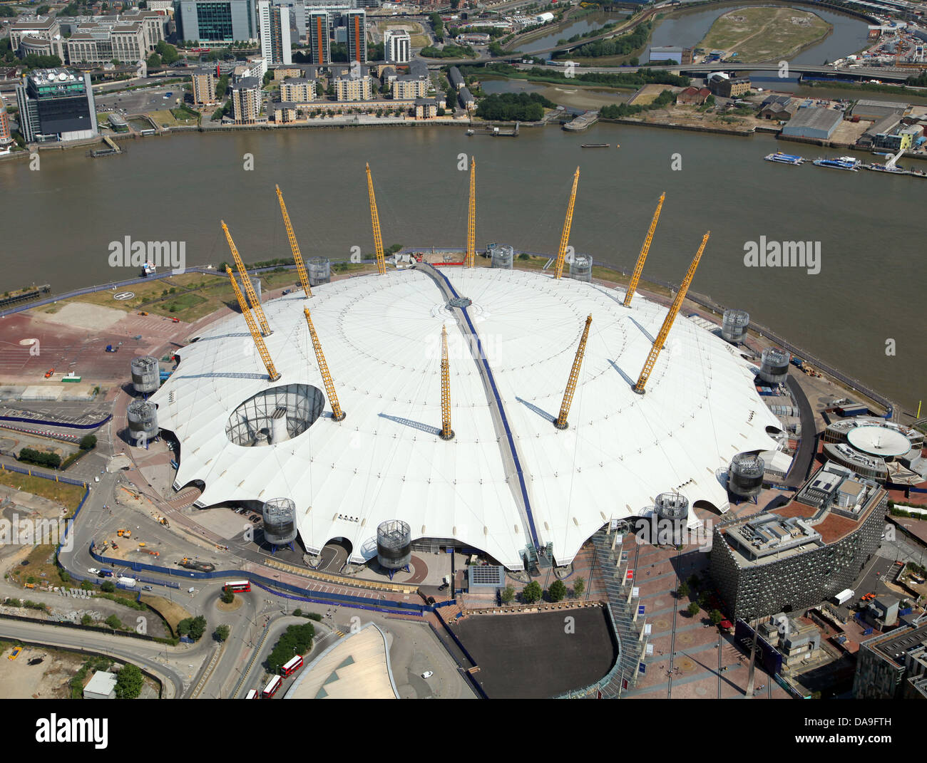 aerial view of the O2 Arena, Millennium Dome, London Stock Photo
