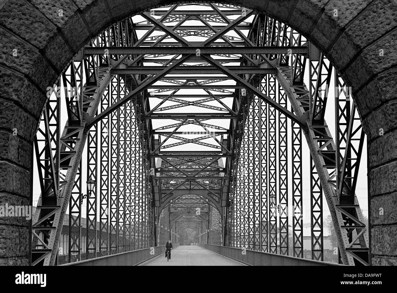 Alte Harburger Elbbrücke (old Harburg Elbe bridge) from 1899 in Hamburg. Stock Photo