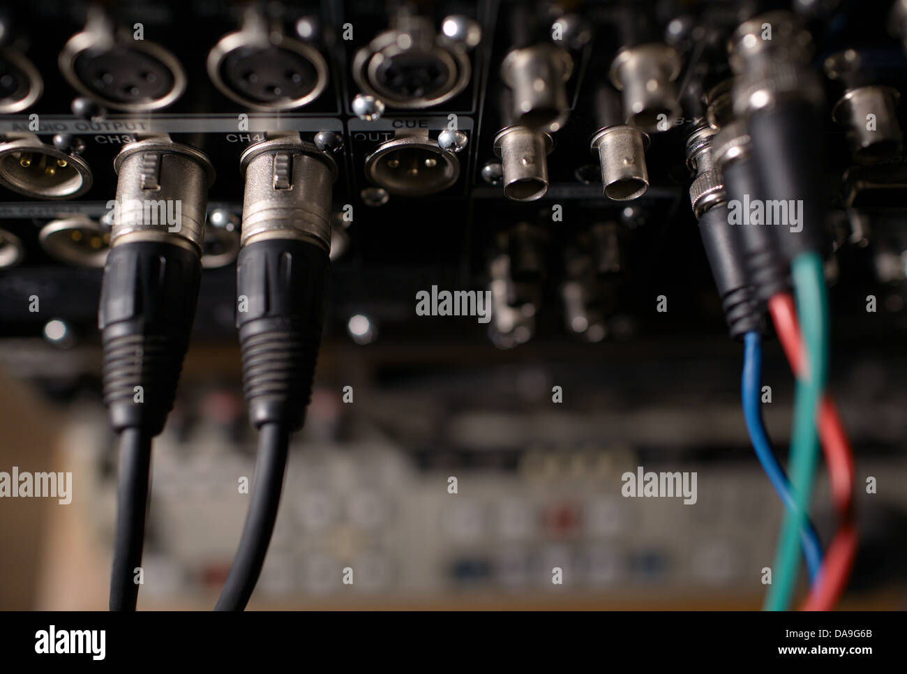 RGB video and XLR audio digital cables in the rear panel of the