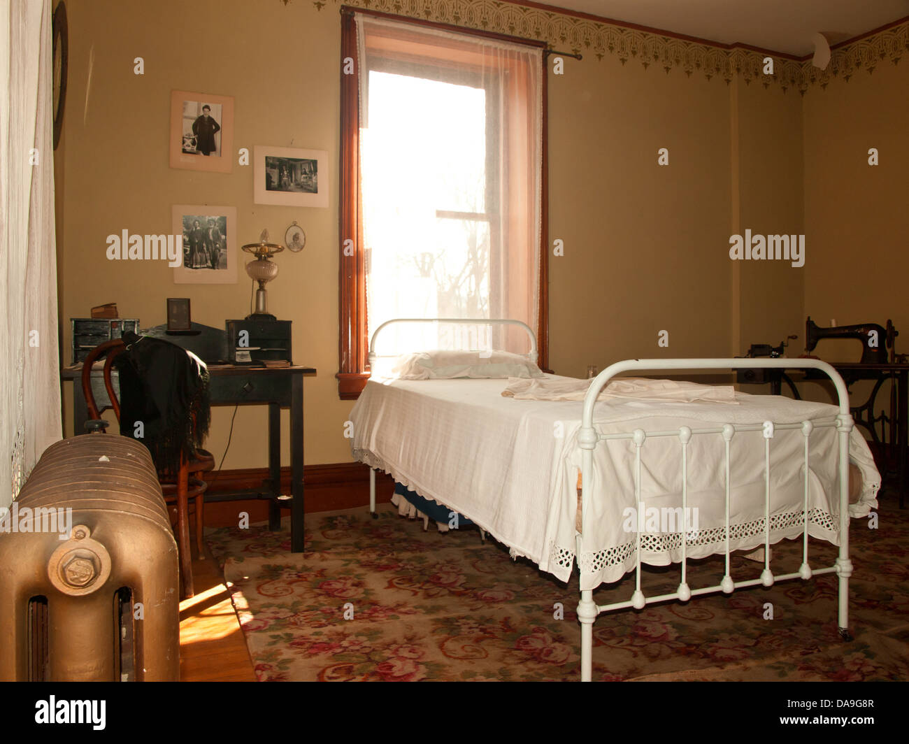 bedroom of maid or house servant from the early 20th century Stock