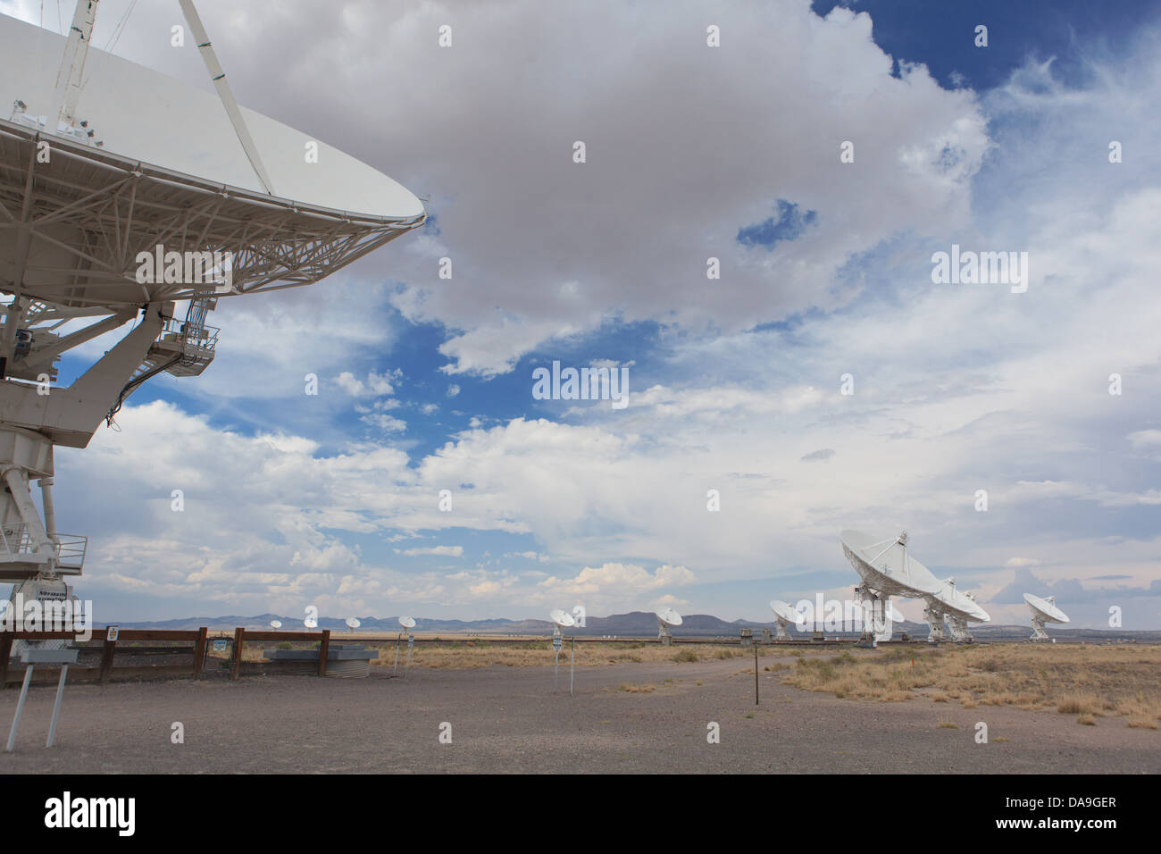 The Carl Janski Very Large Array near Socorro, New Mexico, tucked away in the Magdalena Mountains. Stock Photo