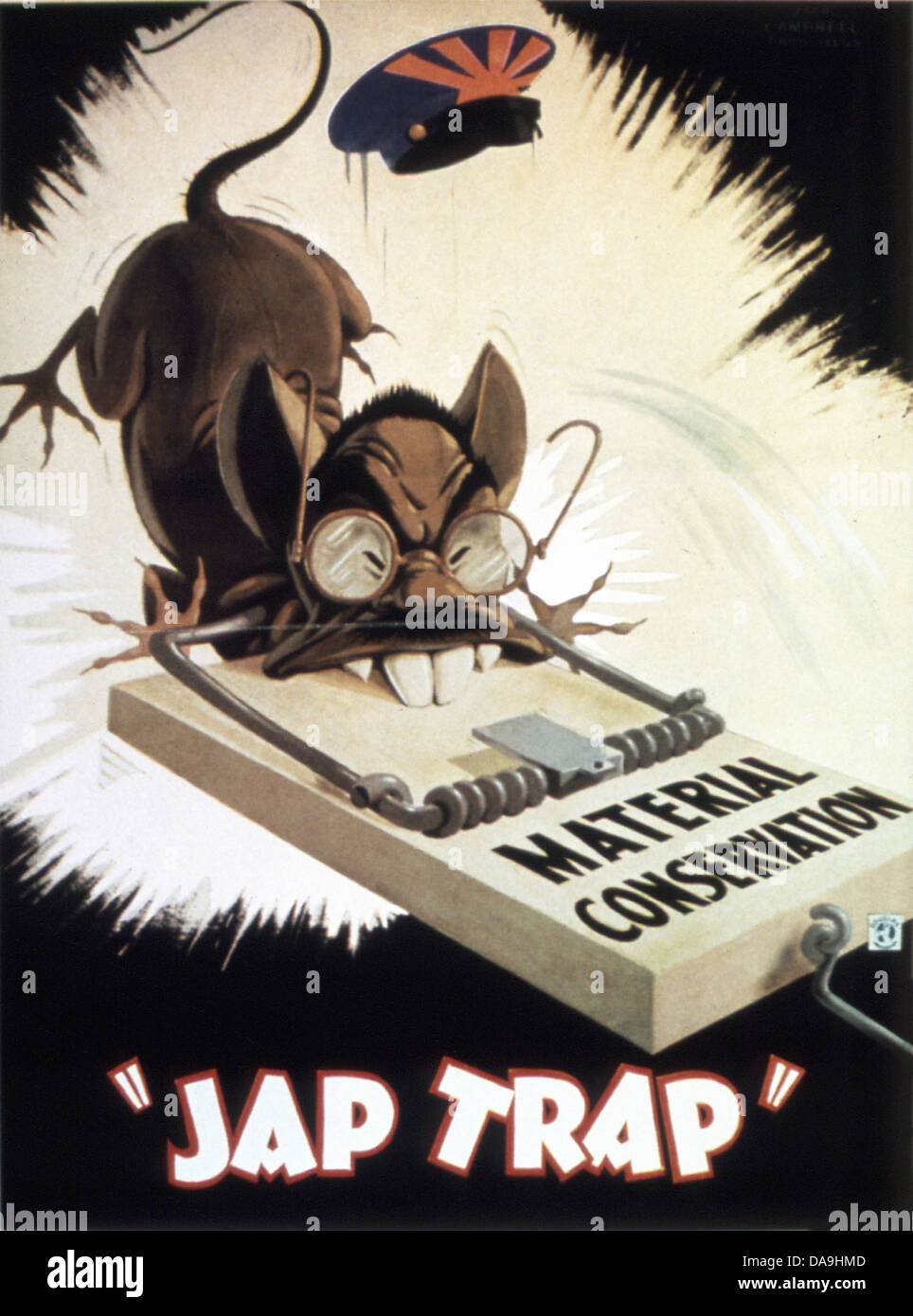 World War II, Second World War, world war, war, poster, Propagana, propaganda poster, USA, American, caricature, mouse, case, tr Stock Photo