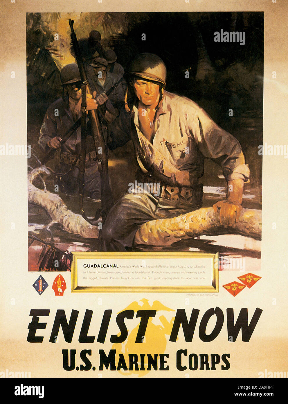 World War II, Second World War, world war, war, poster, Propagana, propaganda poster, USA, American, recruitment, navy, jungle, Stock Photo