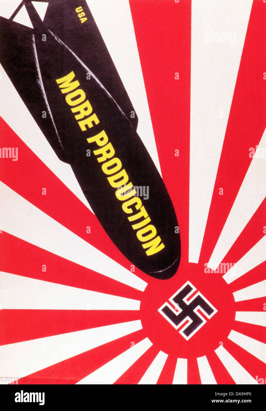 World War II, Second World War, world war, war, poster, Propagana, propaganda poster, USA, American, bomb, Japanese, flag, banne Stock Photo