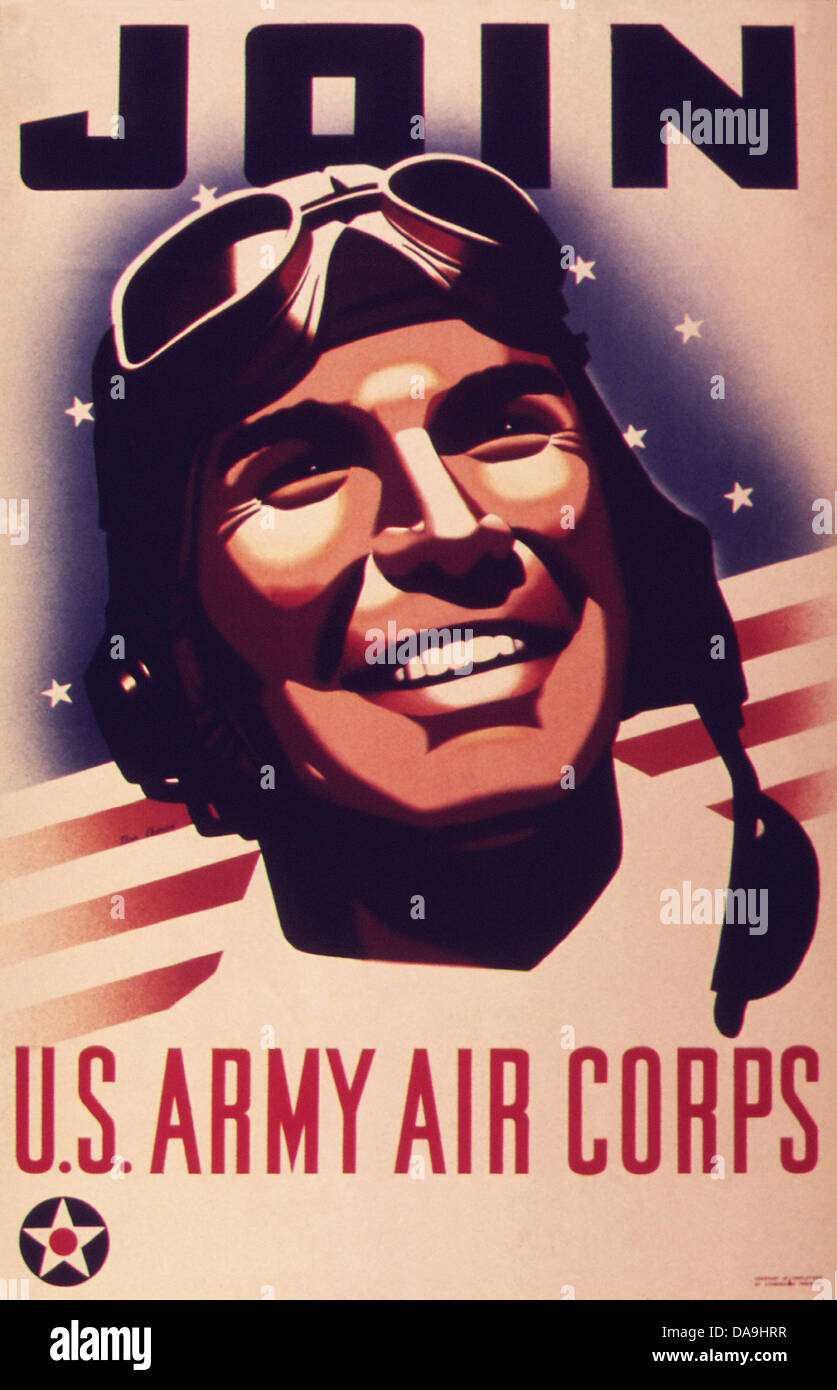 World War II, Second World War, world war, war, poster, Propagana, propaganda poster, USA, American, recruitment, pilot, Army, f Stock Photo