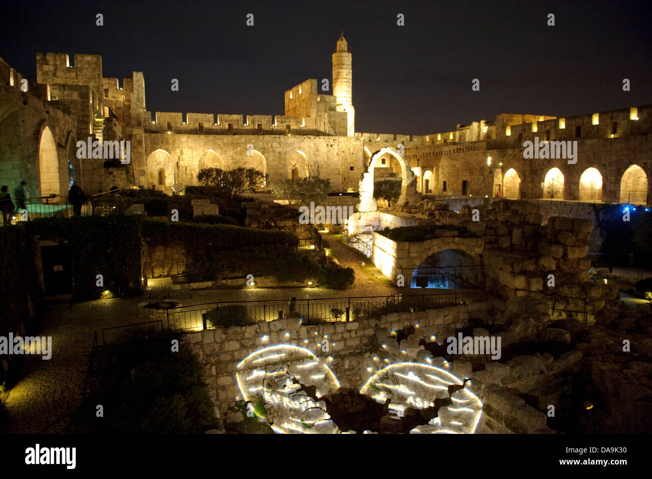 Fortress, Israel, Jerusalem, light show, at night, Middle East, Near