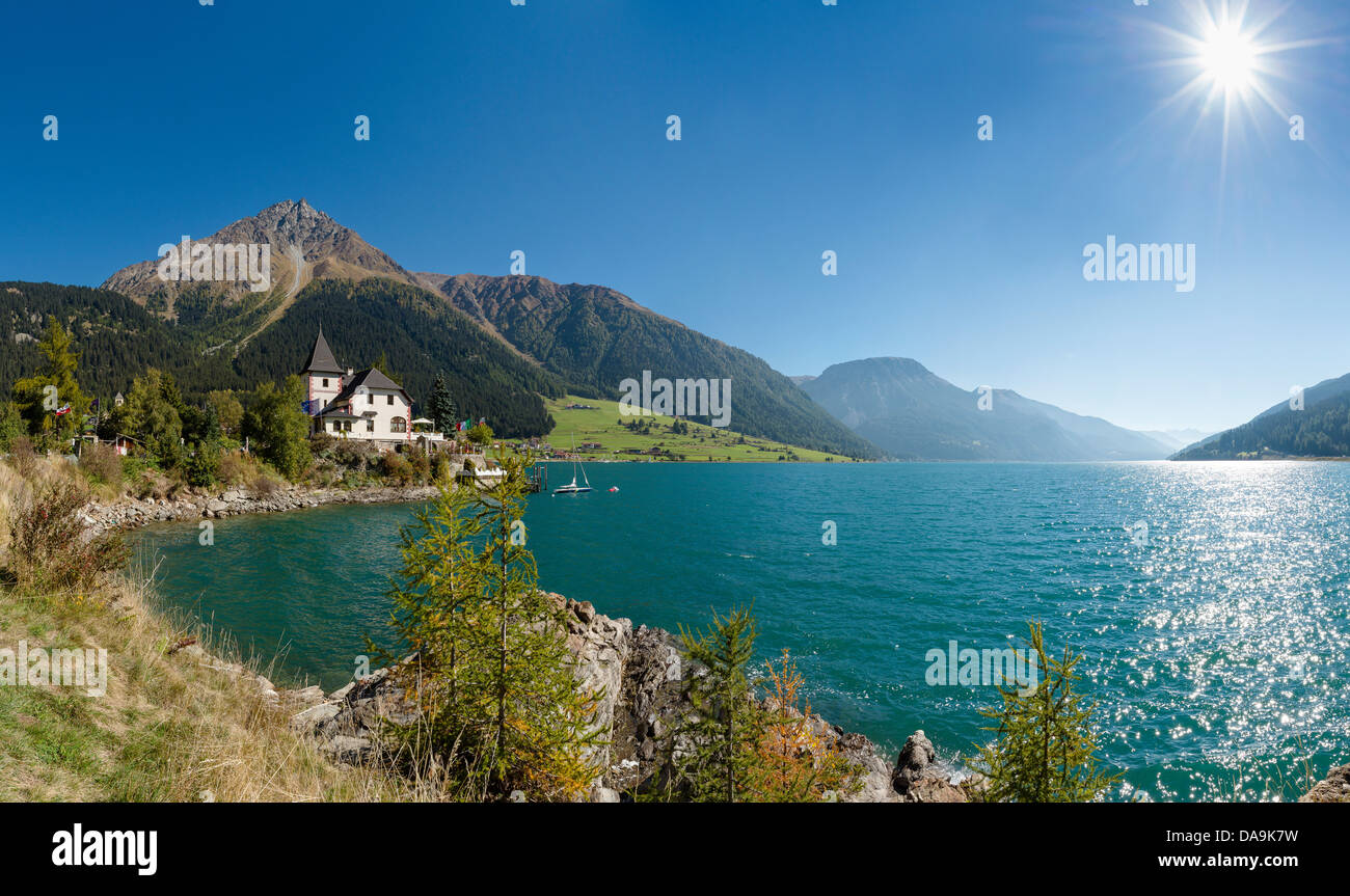 Italy, Europe, Südtirol, South Tyrol, Upper Adige, Alto Adige, Reschen, Resia, Reschensee, Lake Reschen, Lago di Resia, landscap Stock Photo