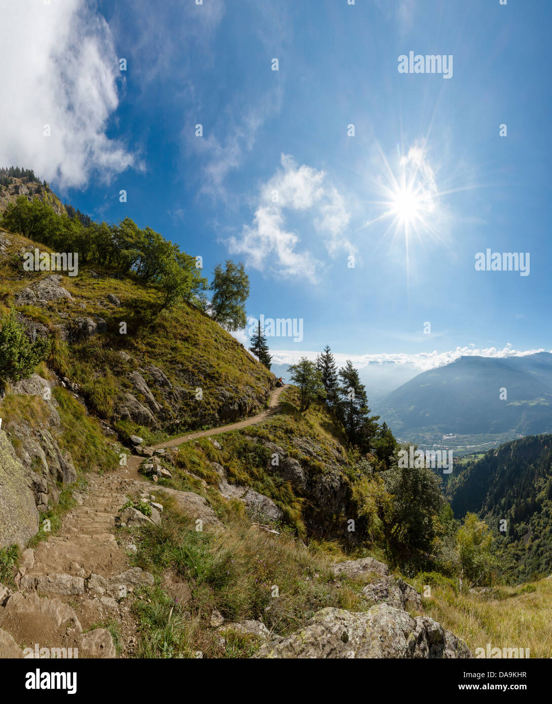 Italy, Europe, Südtirol, South Tyrol, Upper Adige, Alto Adige, Meran, Merano, Meraner Höhenweg, high route, landscape, autumn, m Stock Photo