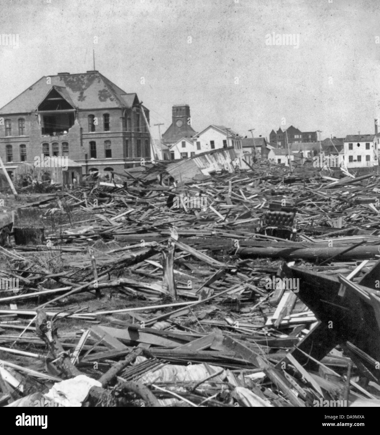 Looking North from Ursuline Academy, showing wrecked Negro High School