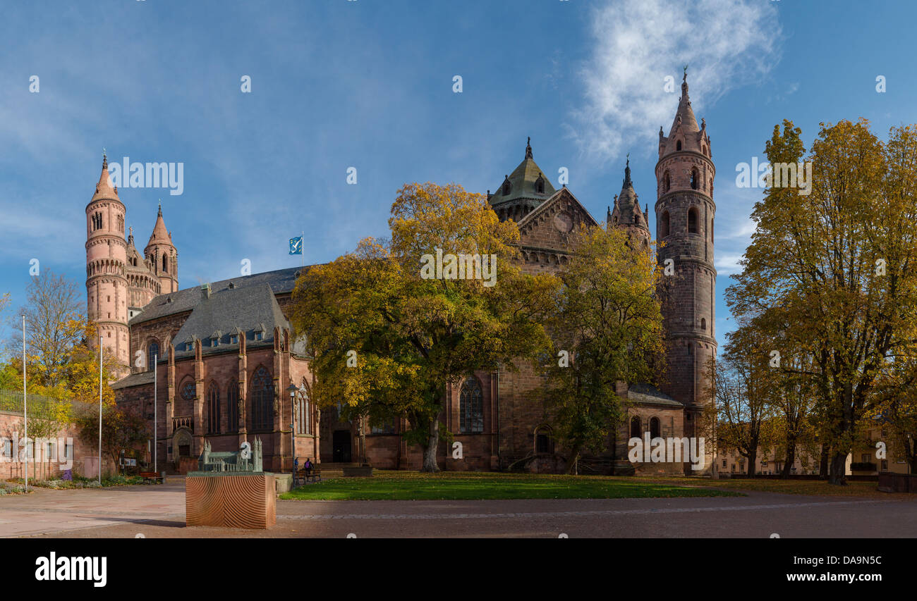 Germany, Europe, Rheinland Pfalz, Worms, cathedral, church, monastery, forest, wood, trees, autumn, Stock Photo