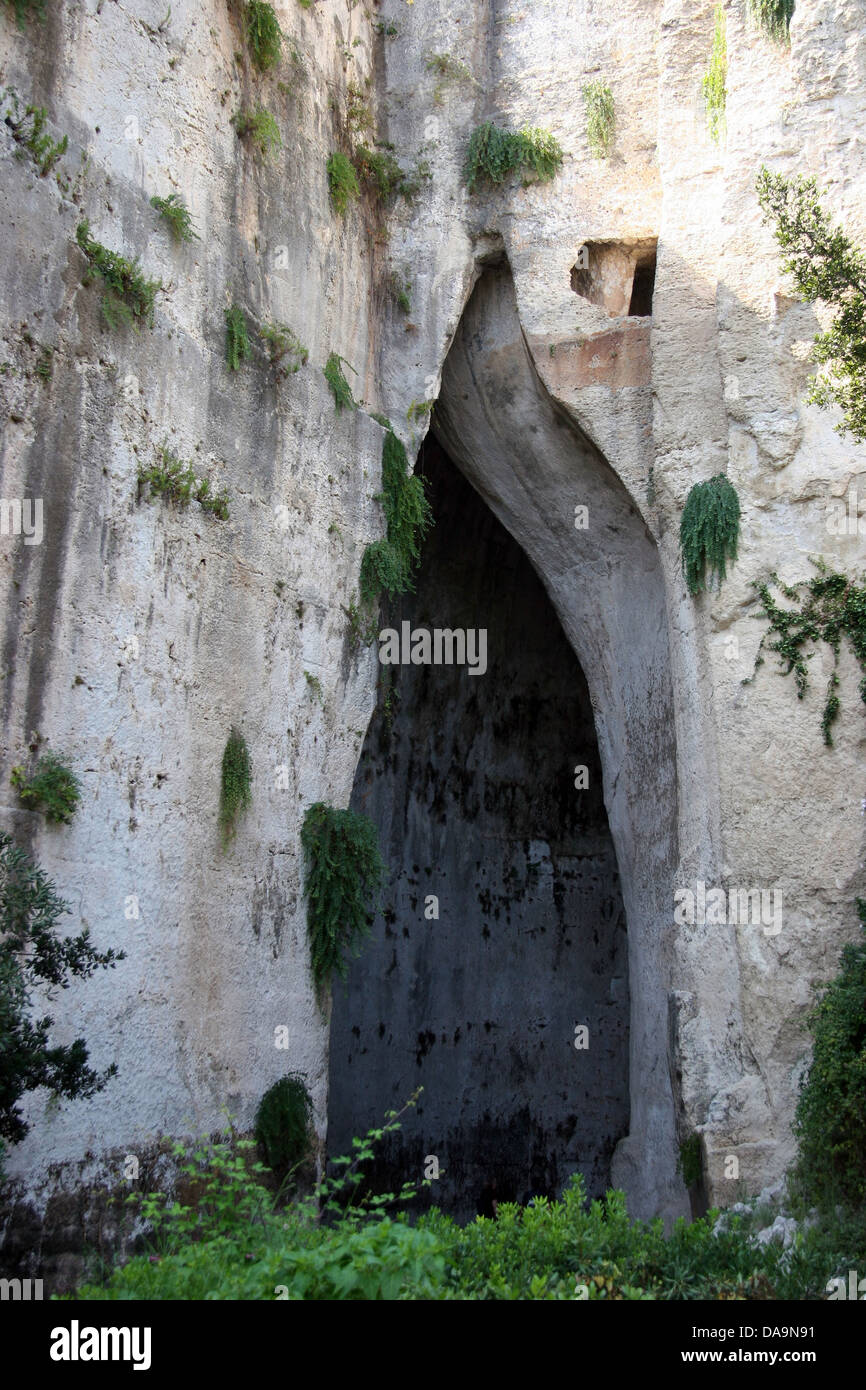 Italy, Europe, Sicily, Syracuse, ear, Dionysos, cliff, grotto Stock Photo